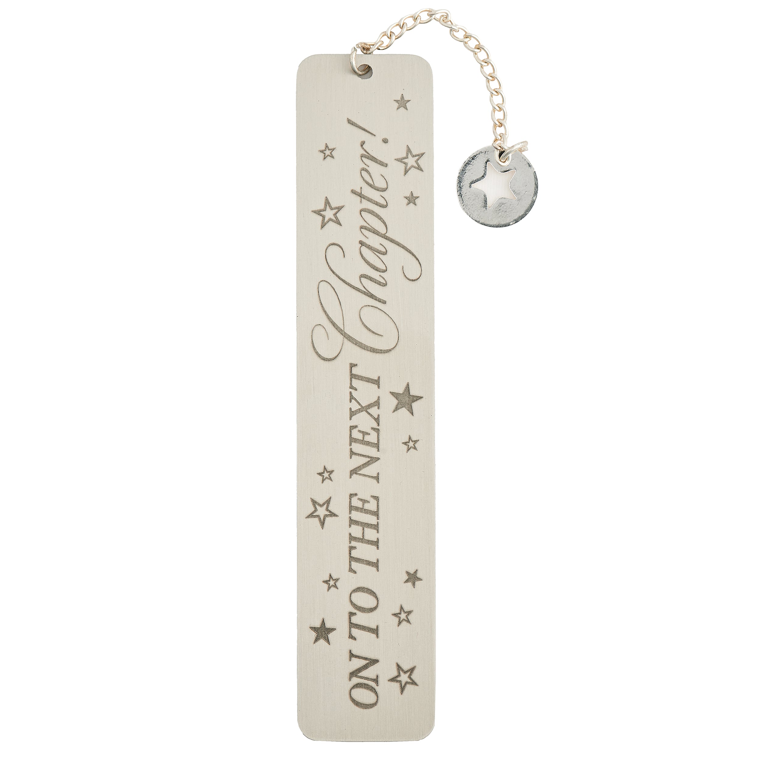 Decorative bookmark with 'On to the Next Chapter!' text on a white background