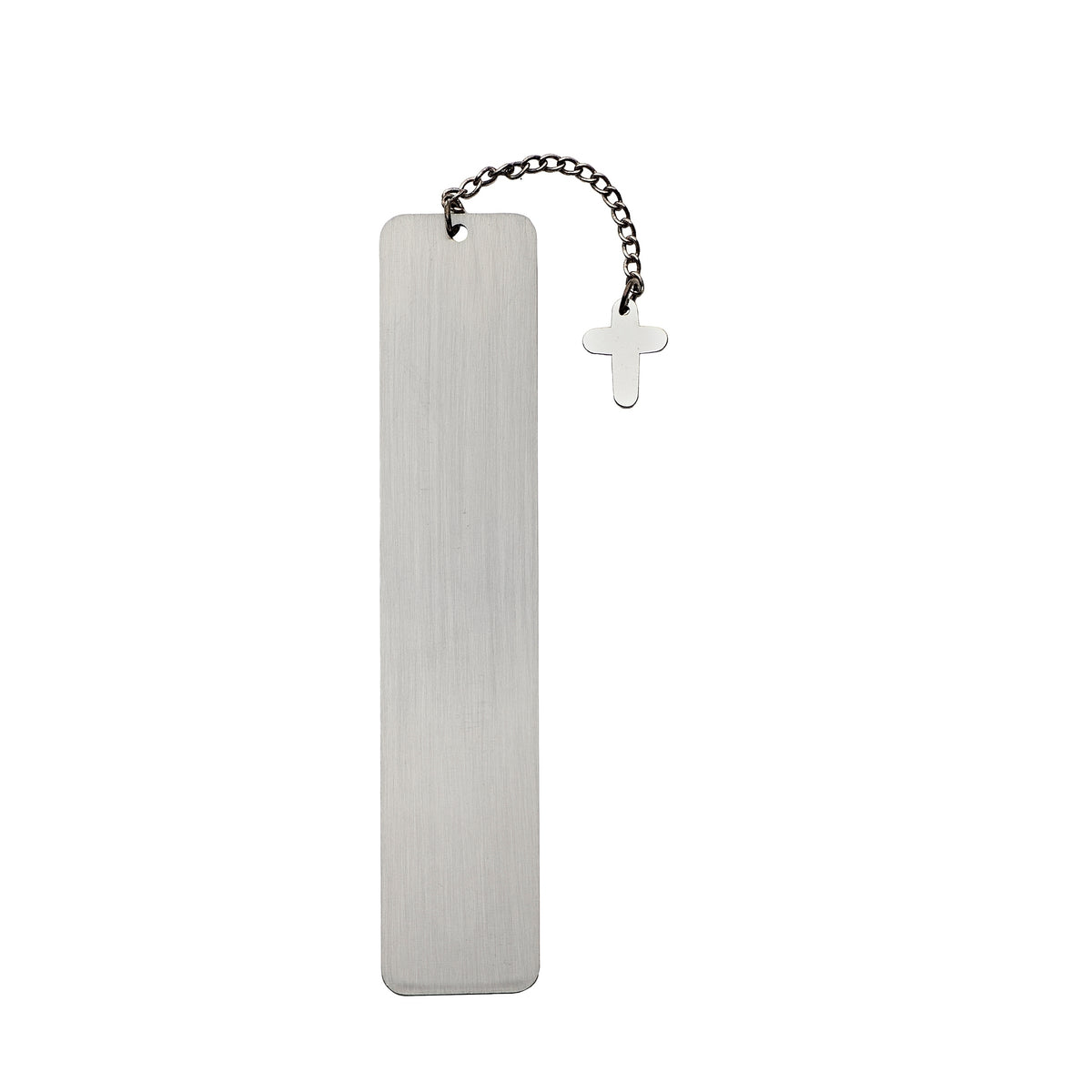 Back view of Trust in the Lord stainless steel bookmark with cross charm