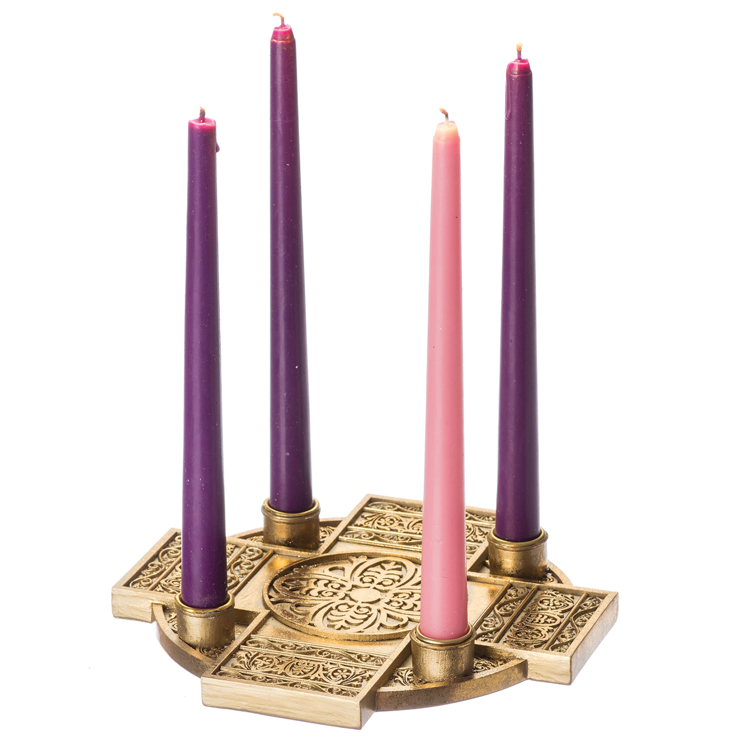 Gold Finish Cross Shaped Advent Candle Holder