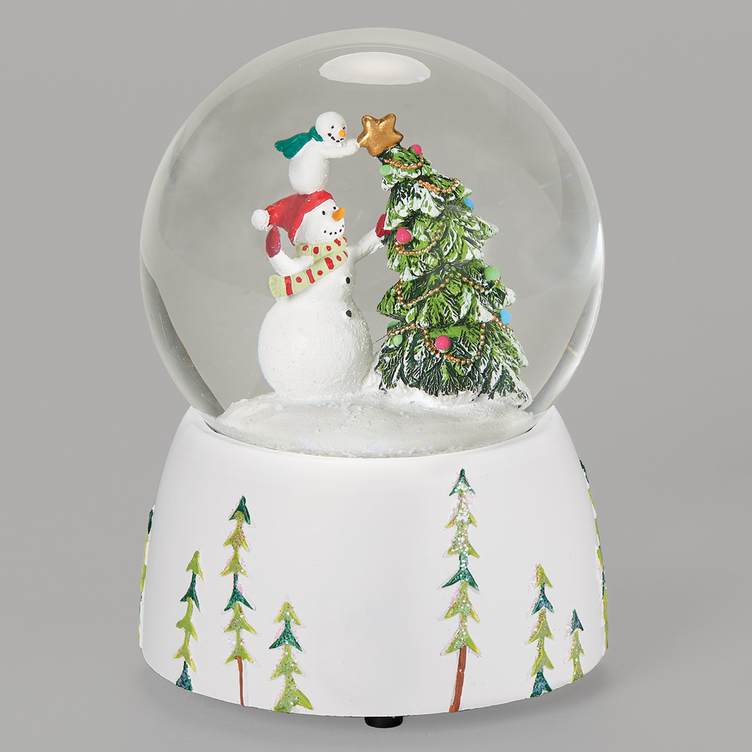 Glitterdome Musical Snowman with Child & Tree – "Holly Jolly Christmas" Tune