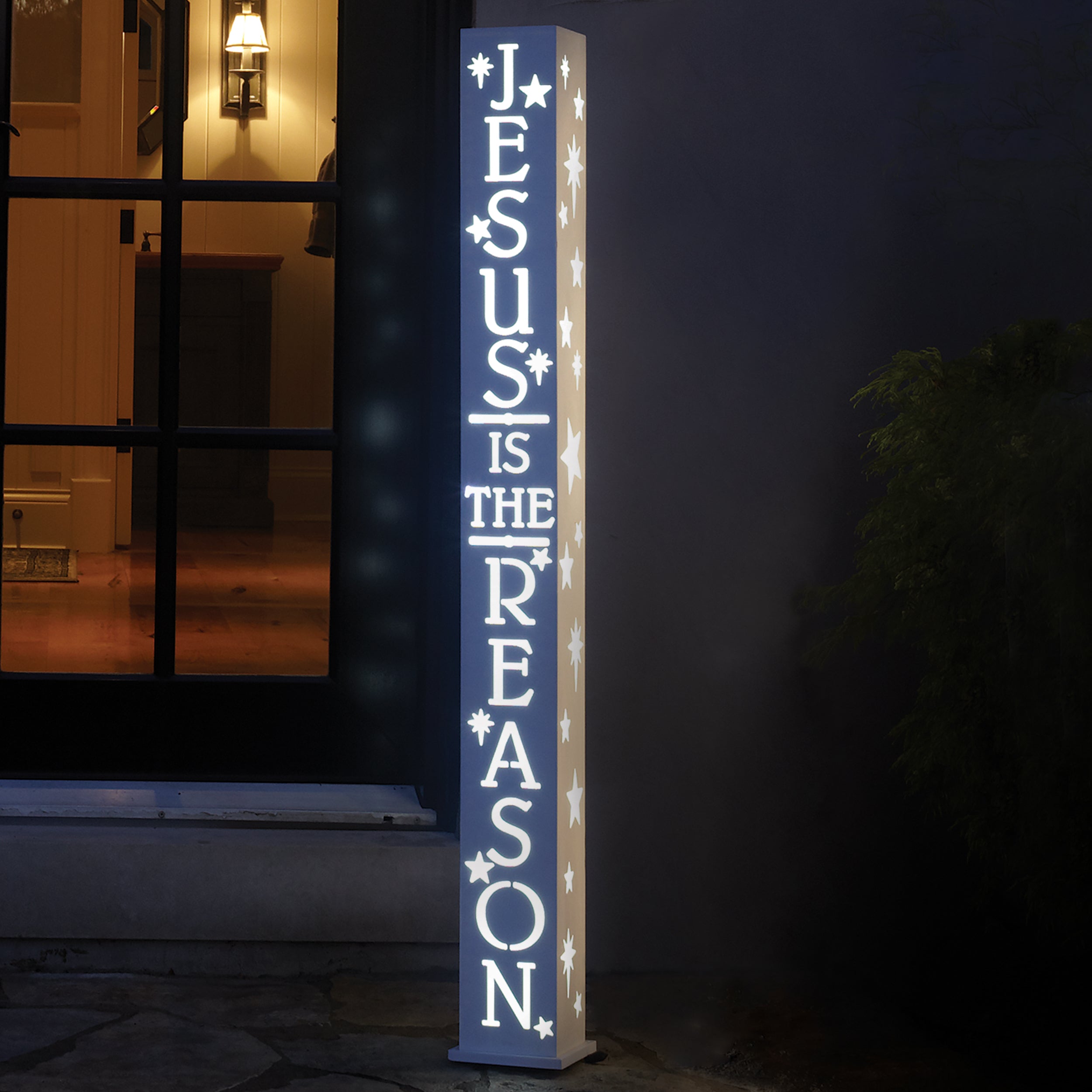 Roman Lights  "Jesus is the Reason" LED Lighted Post