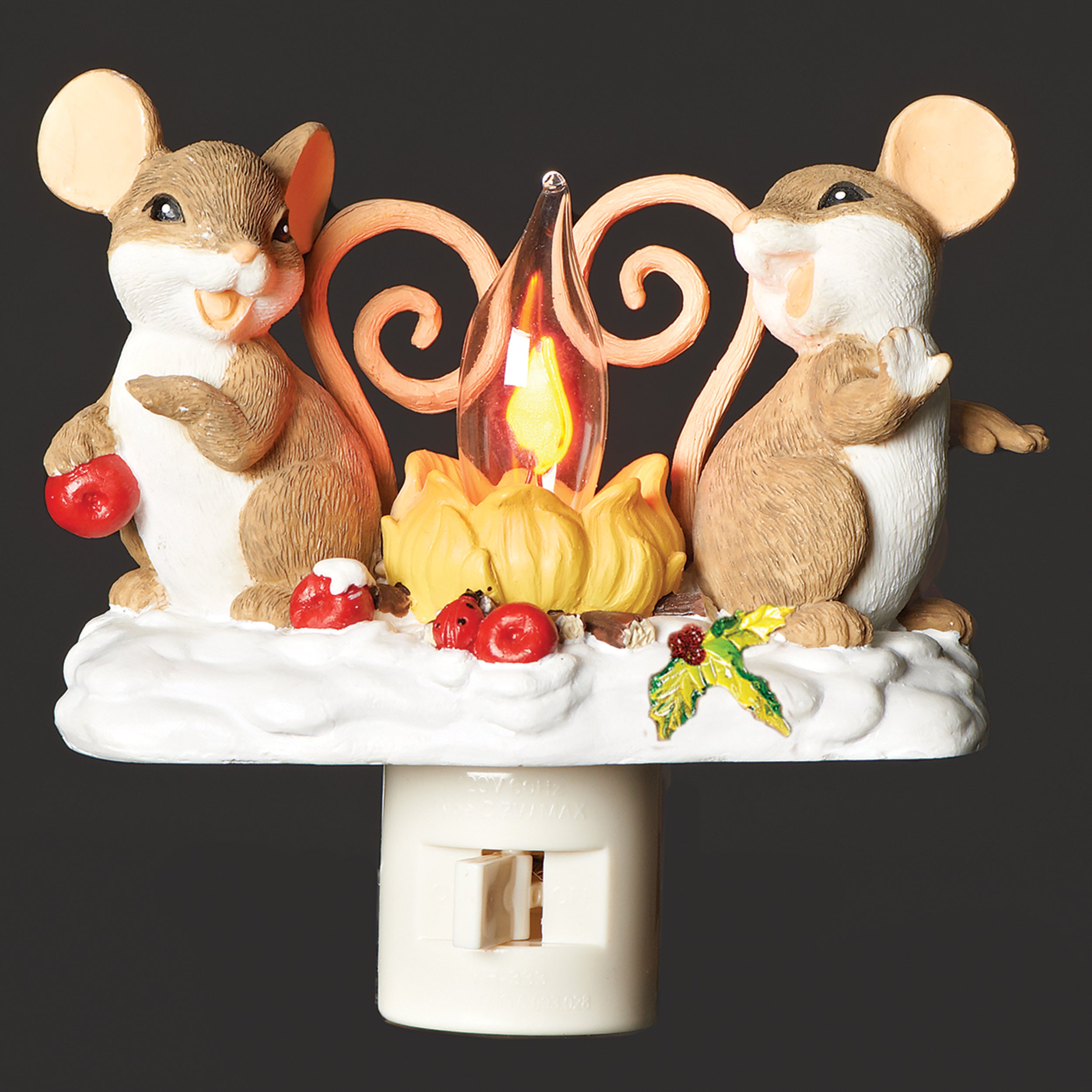 Charming Tails Mice Flicker Flame Campfire Night-Light