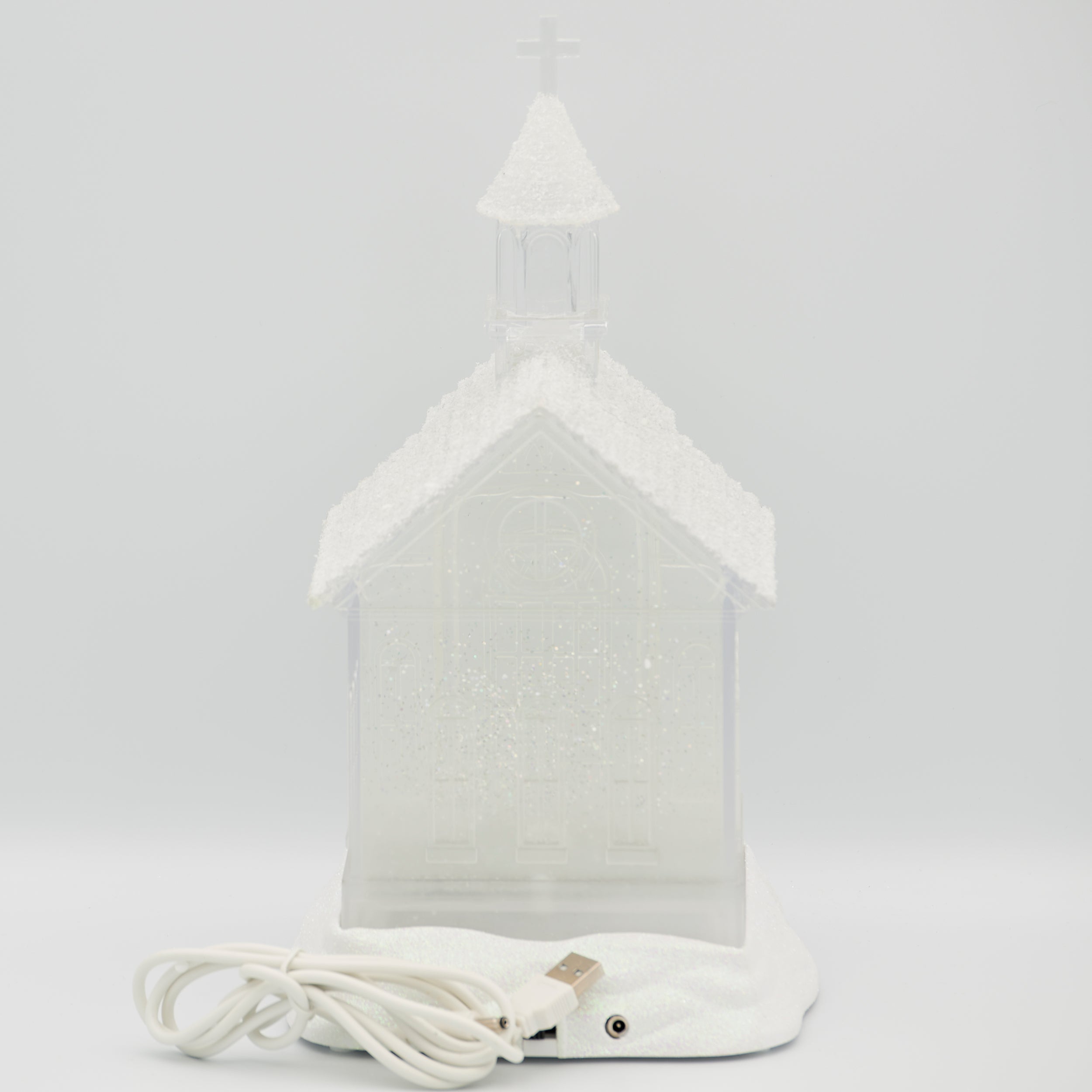 Confetti Lites Lighted Swirl Clear Church with Glittered Roof