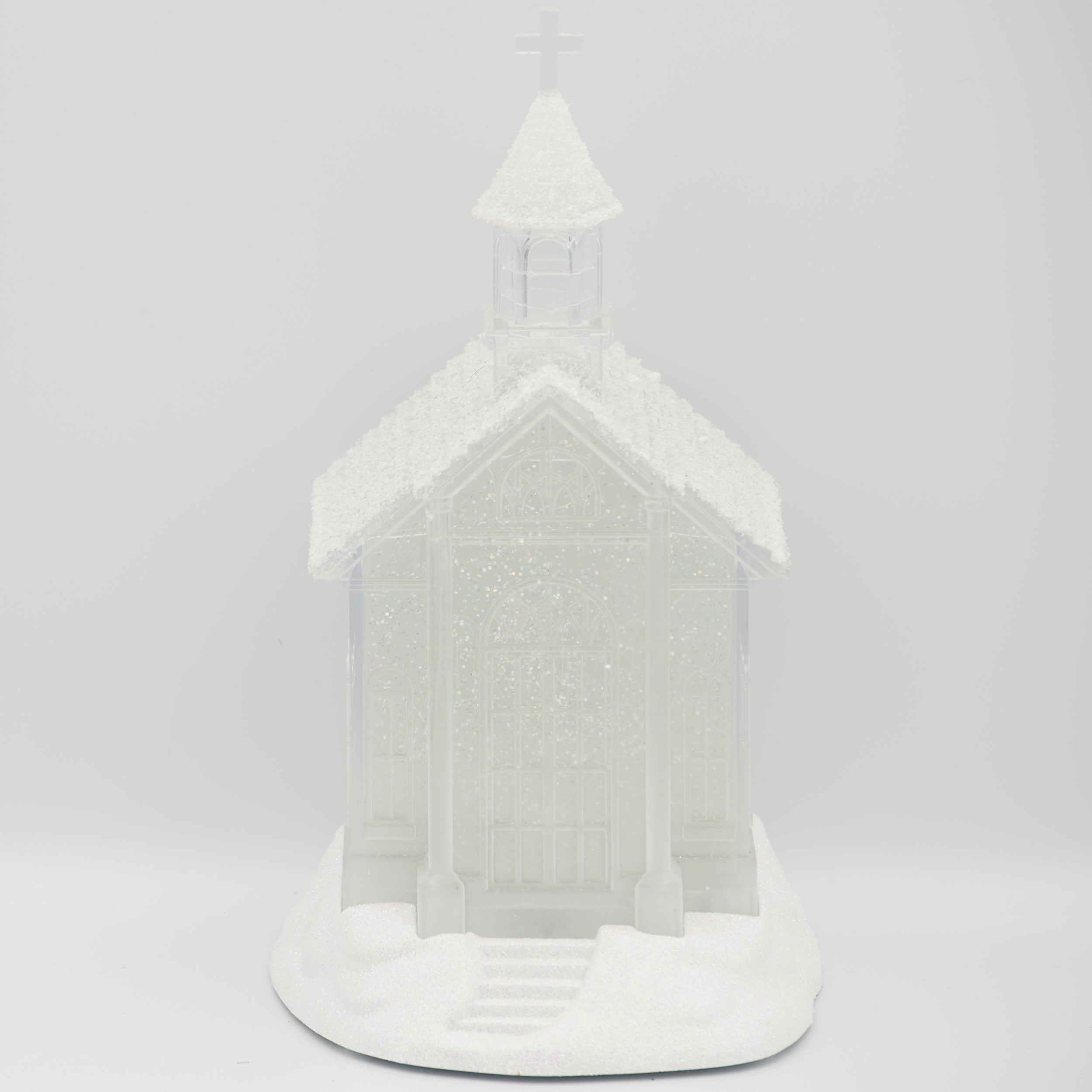 Confetti Lites Lighted Swirl Clear Church with Glittered Roof