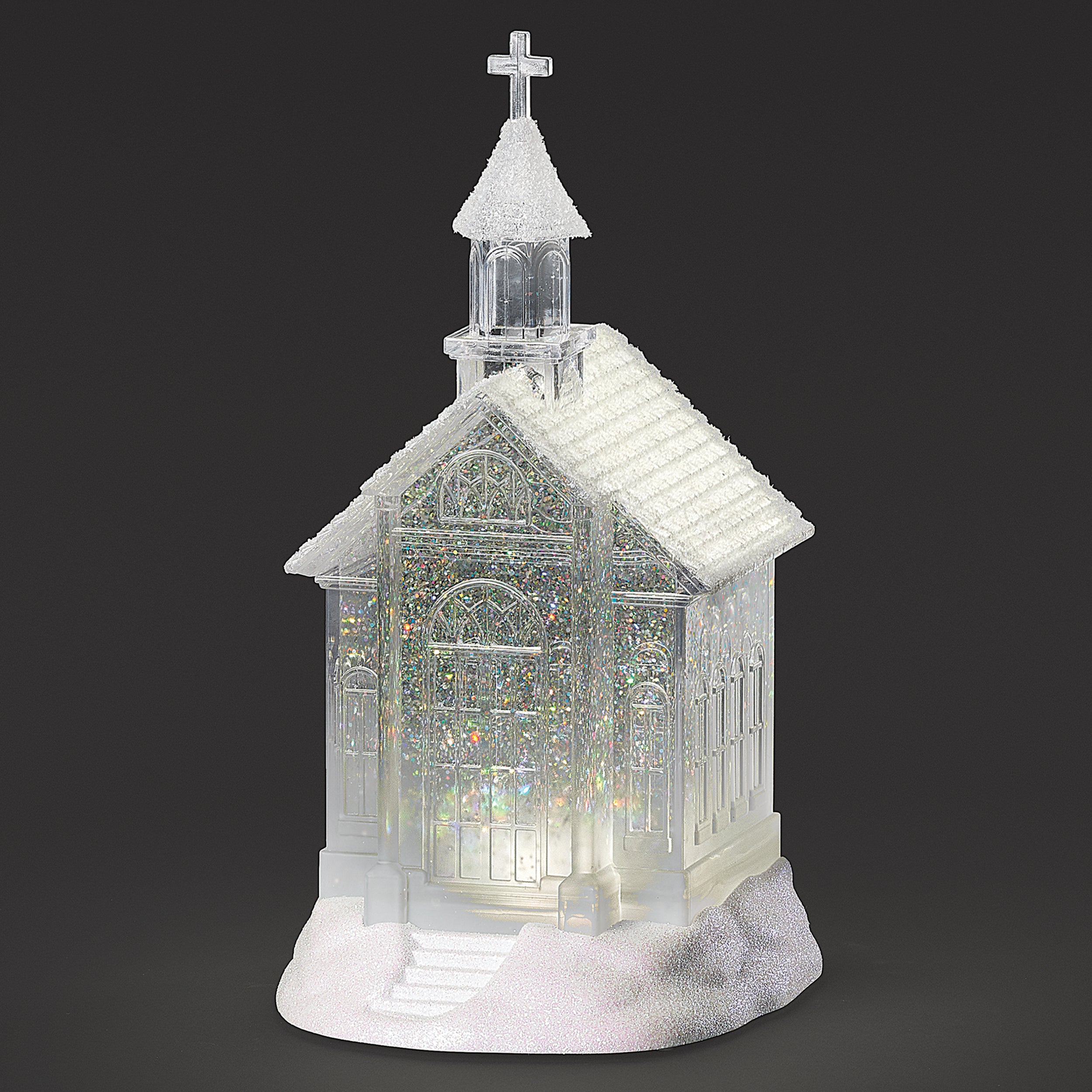 Confetti Lites Lighted Swirl Clear Church with Glittered Roof