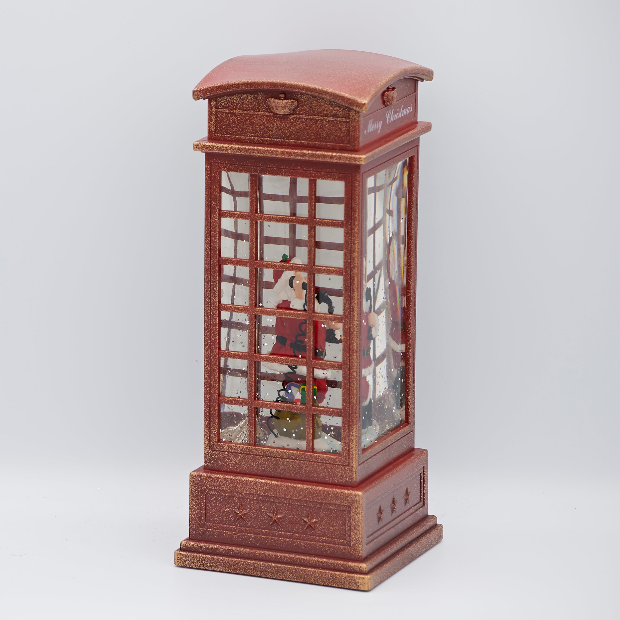 Confetti Lites Lighted Swirl Phone Booth with Santa