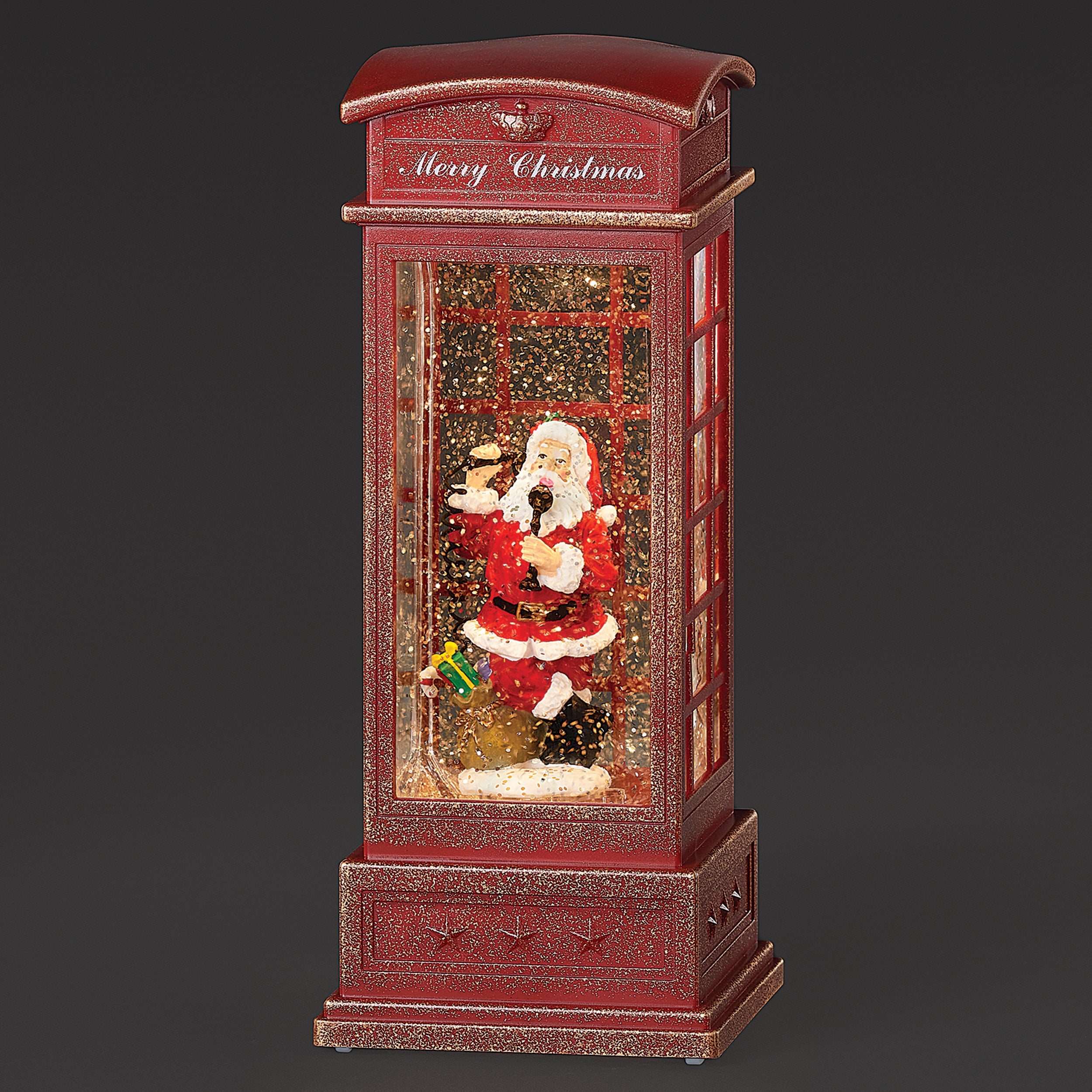 Confetti Lites Lighted Swirl Phone Booth with Santa