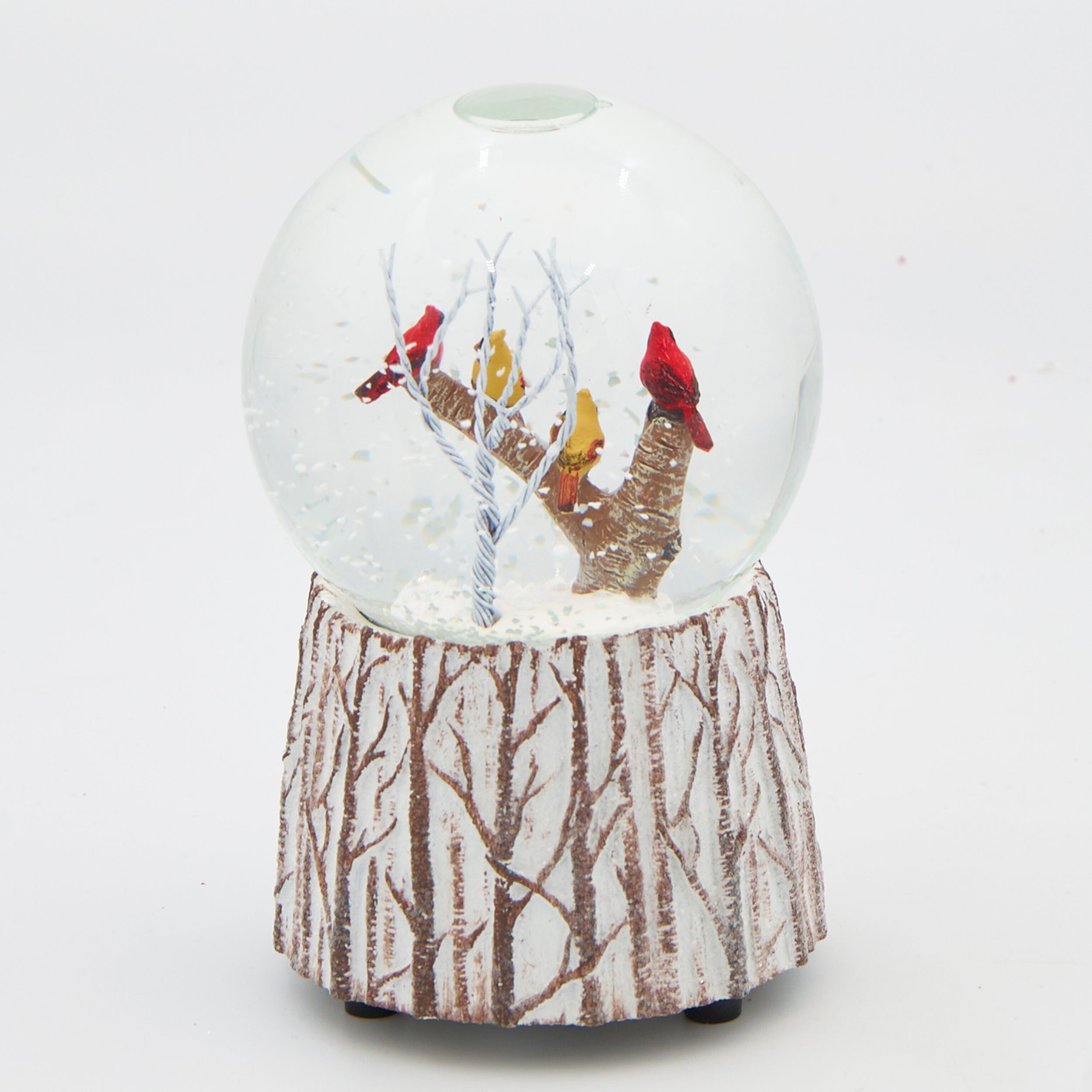 Glitterdome Musical Cardinals on Branch – "We Wish You a Merry Christmas" Tune