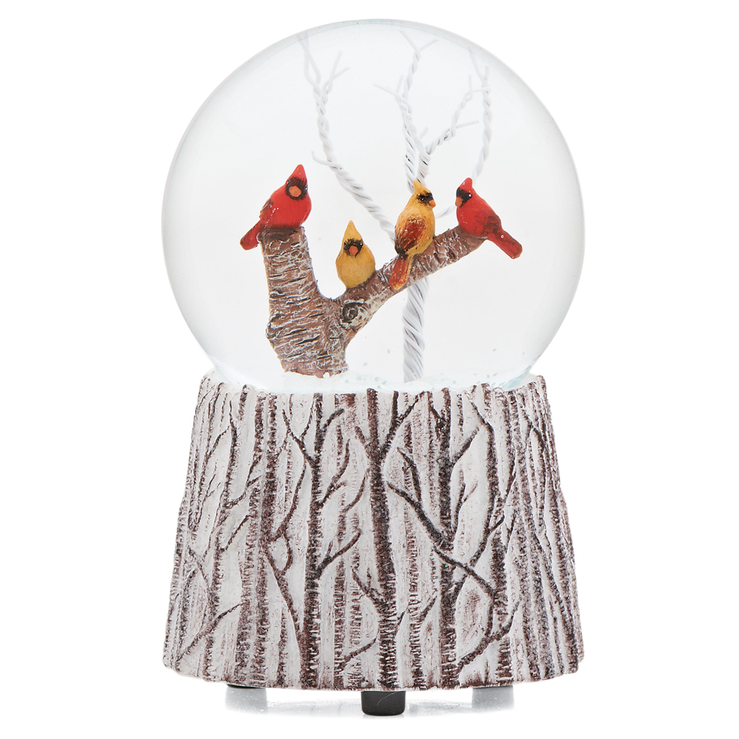 Glitterdome Musical Cardinals on Branch – "We Wish You a Merry Christmas" Tune