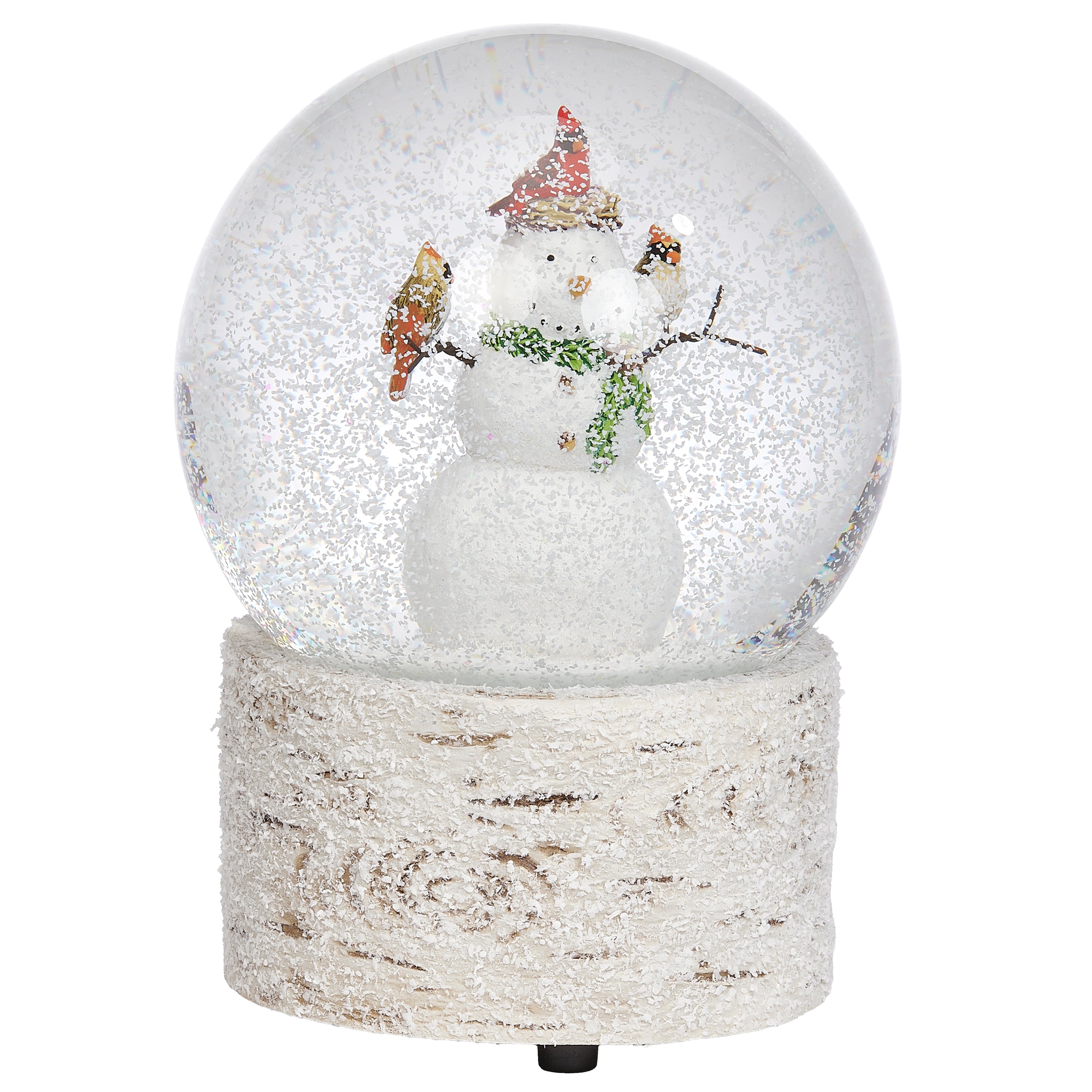Glitterdome Musical Snowman with Cardinals - "Holly Jolly Christmas" Tune