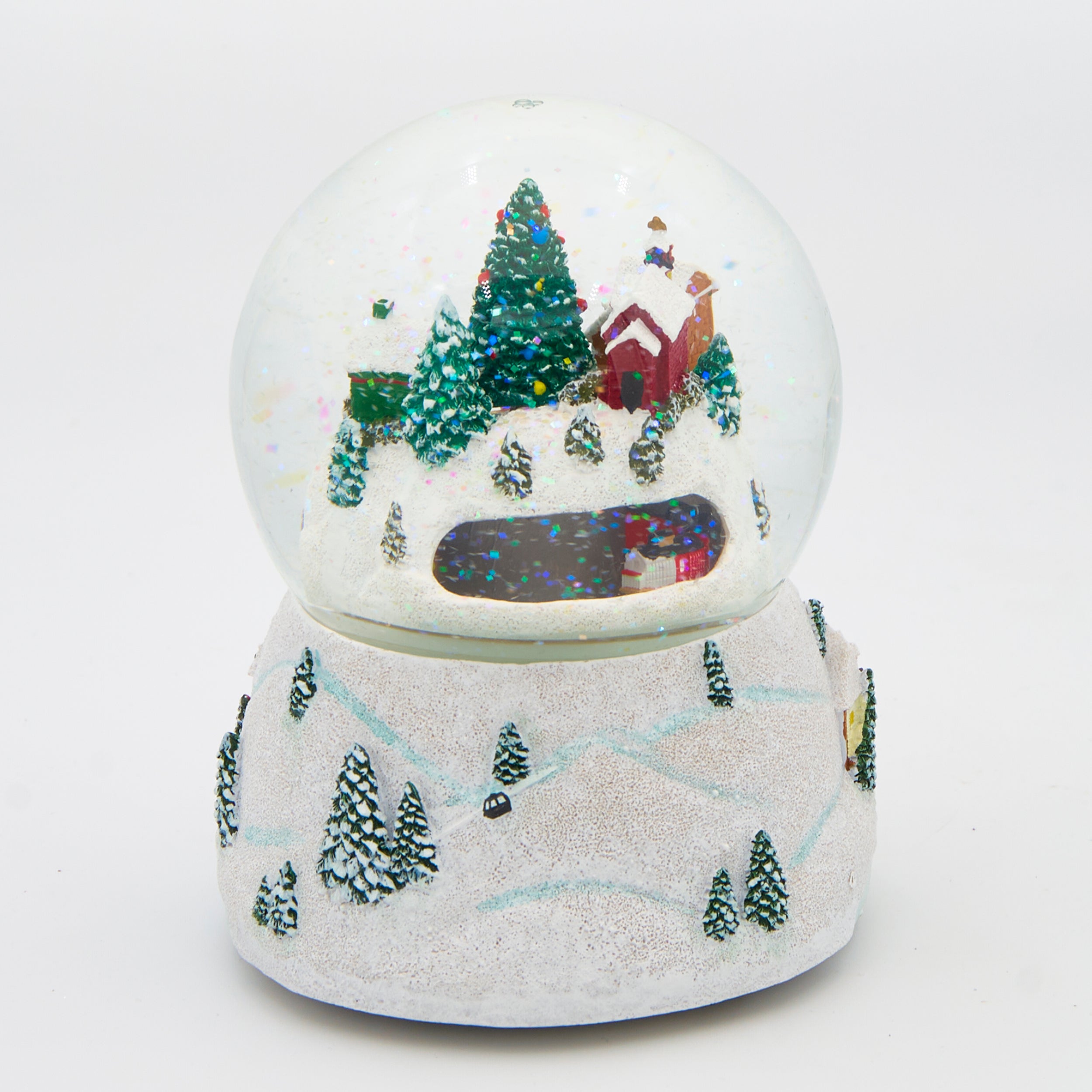 Glitterdome Musical Village with Rotating Train – "We Wish You a Merry Christmas" Tune