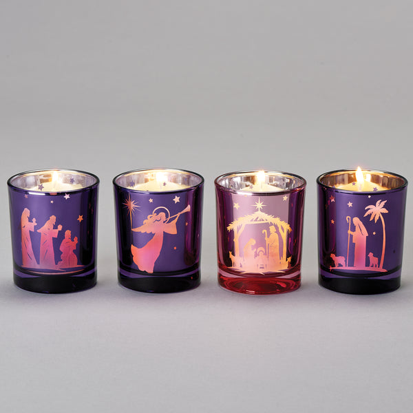 キリスト降誕キャンドルホルダー 【カラフルNativity】 Nativity Scene Votive Holders – Set of 4