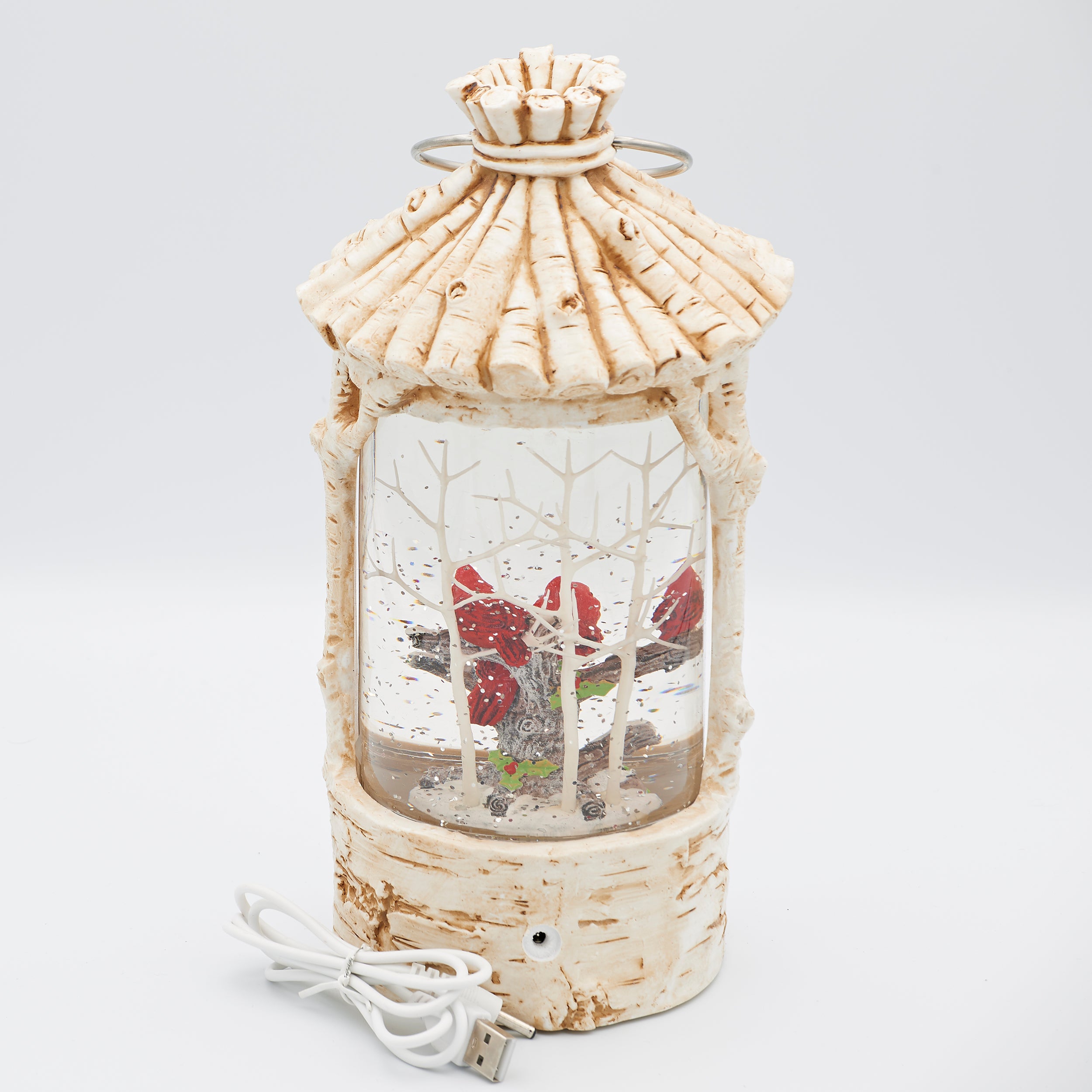 Confetti Lites Lighted Swirl Birch Look Lantern with Cardinals
