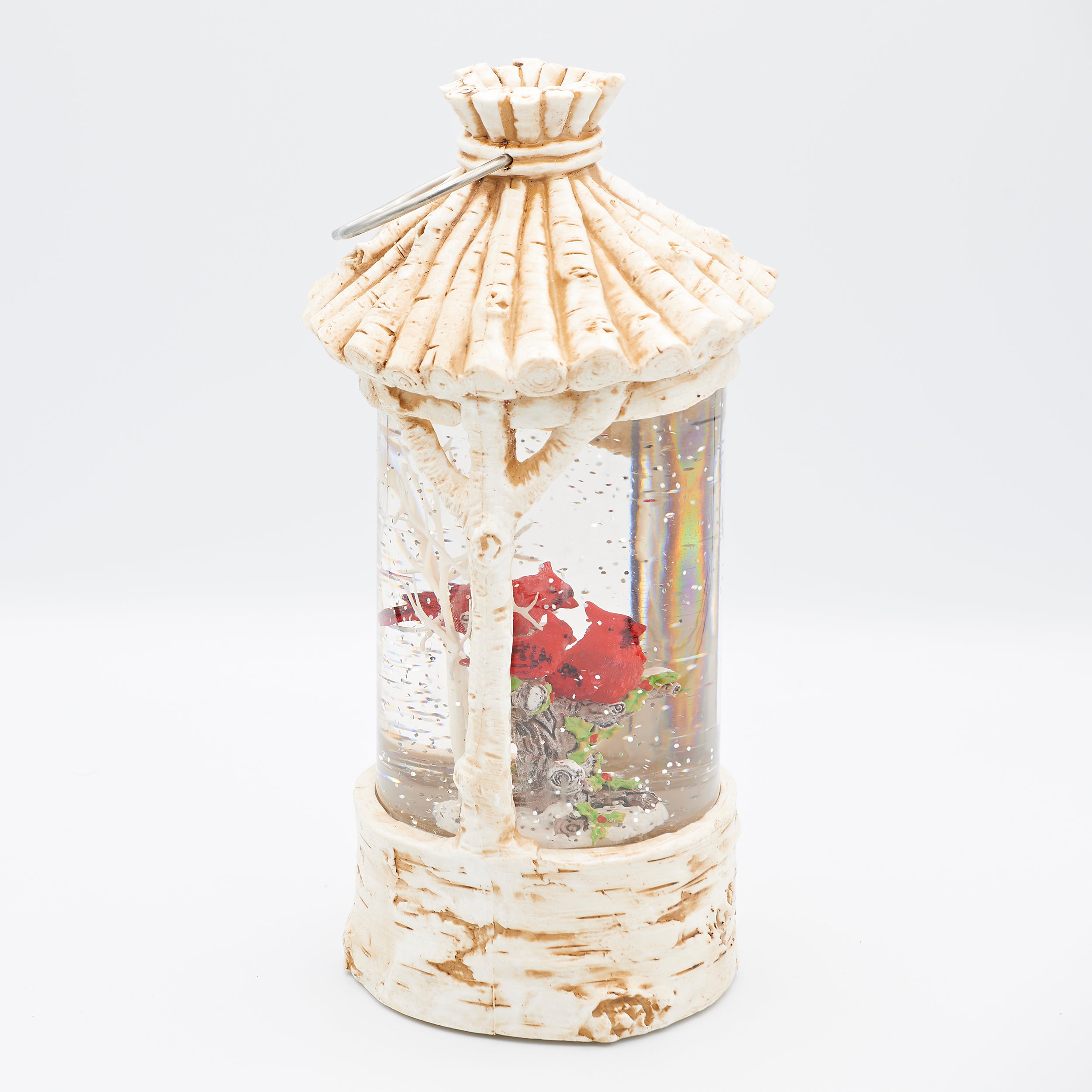 Confetti Lites Lighted Swirl Birch Look Lantern with Cardinals