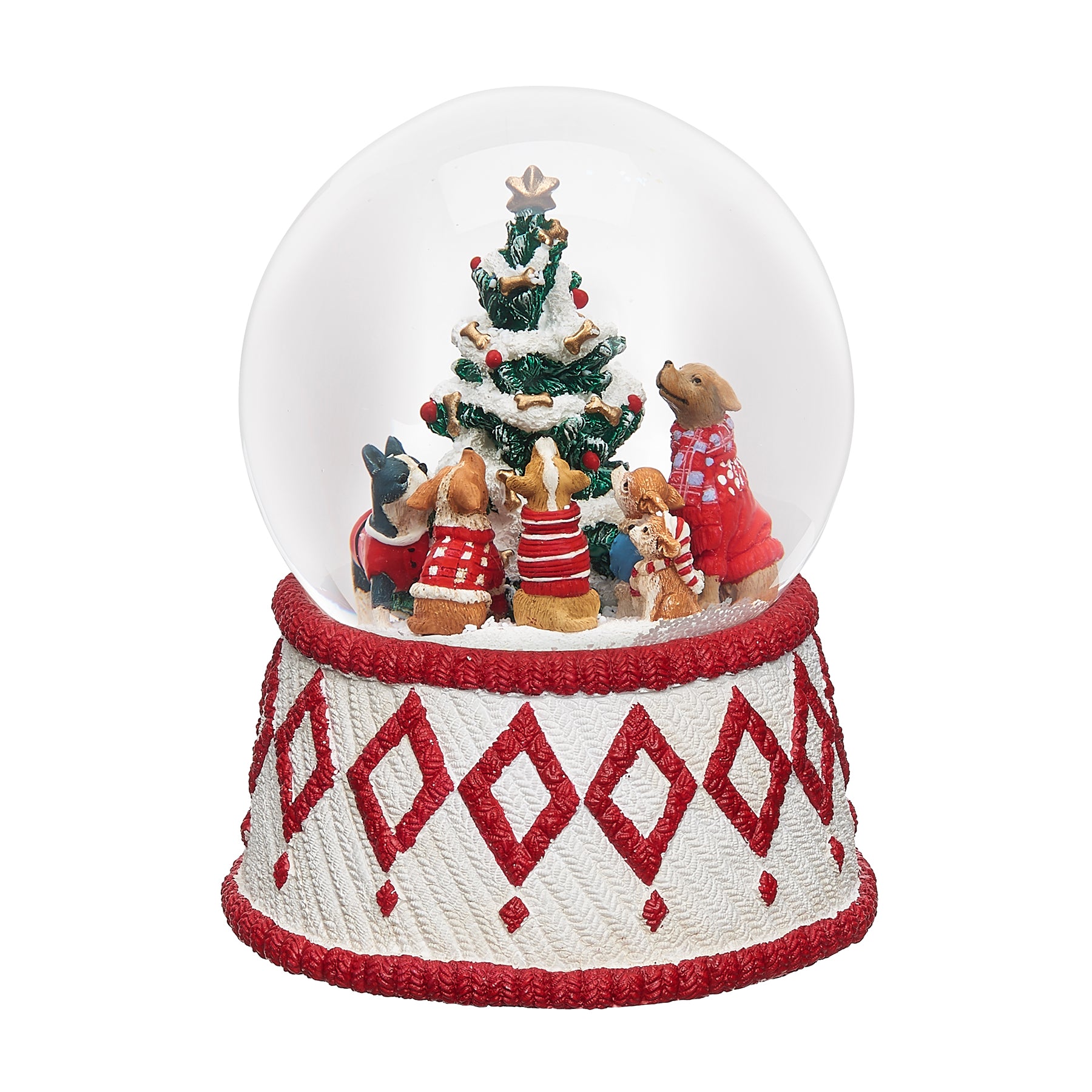 Glitterdome Musical Dogs Around Tree - "O Christmas Tree" Tune