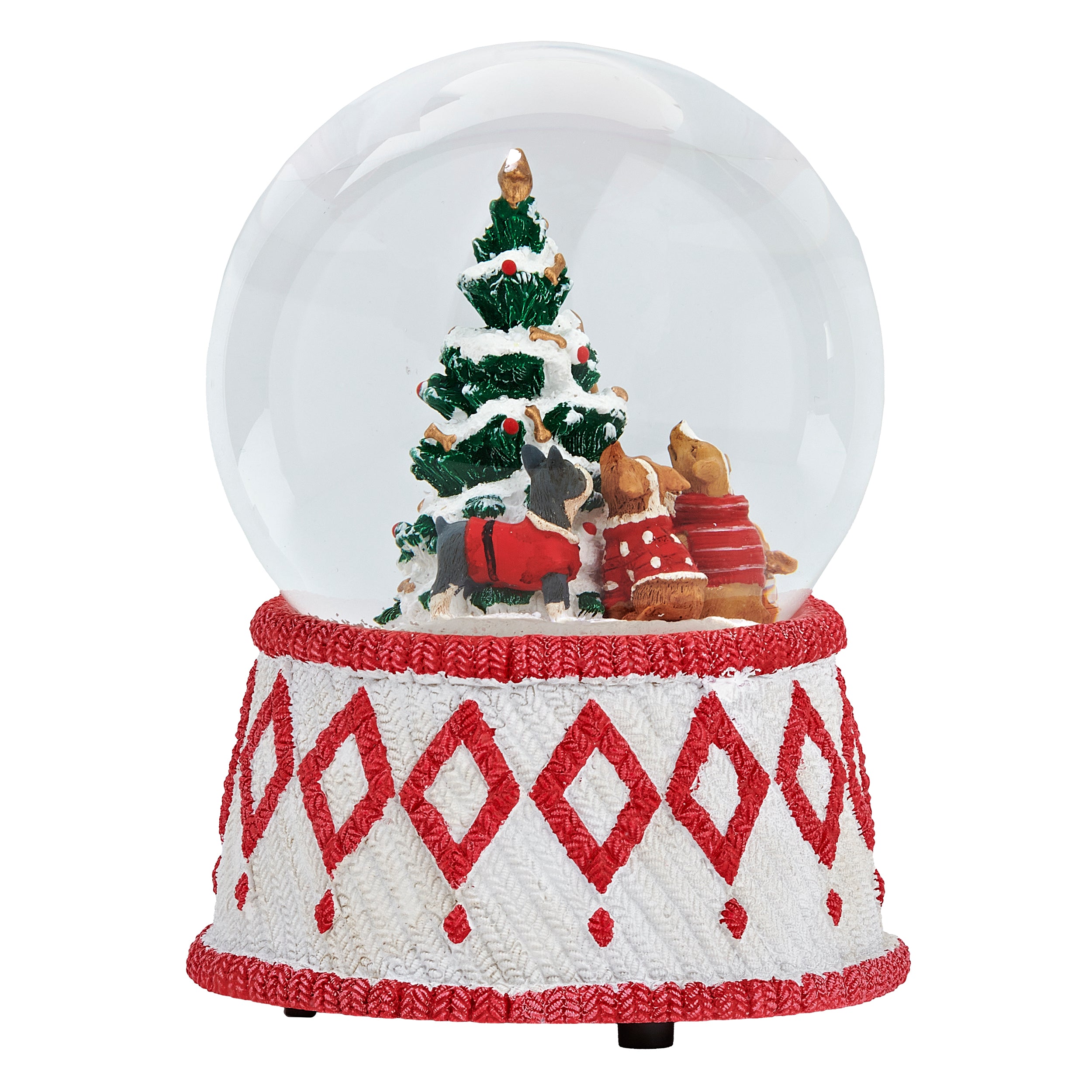 Glitterdome Musical Dogs Around Tree - "O Christmas Tree" Tune