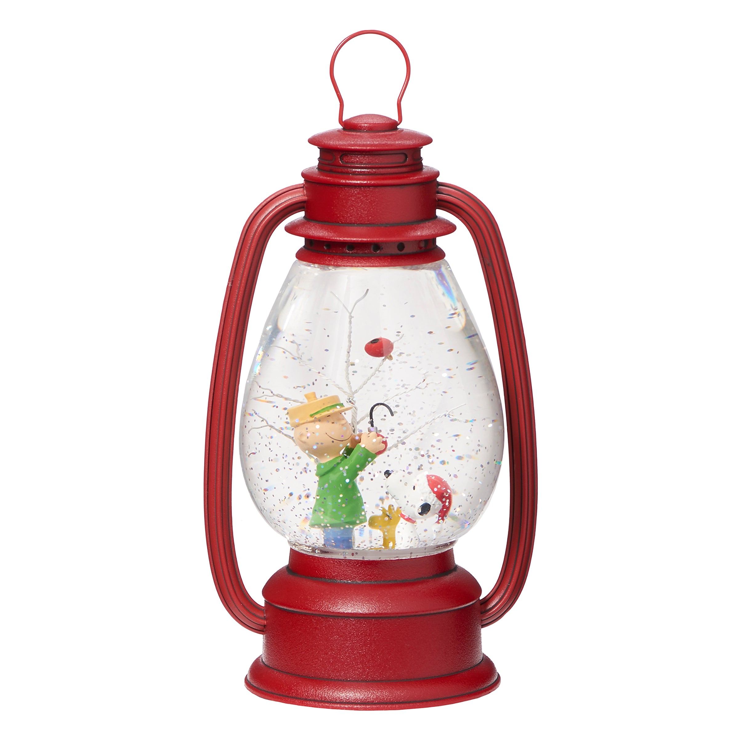 red lantern with charlie, snoopy, and woodstock inside