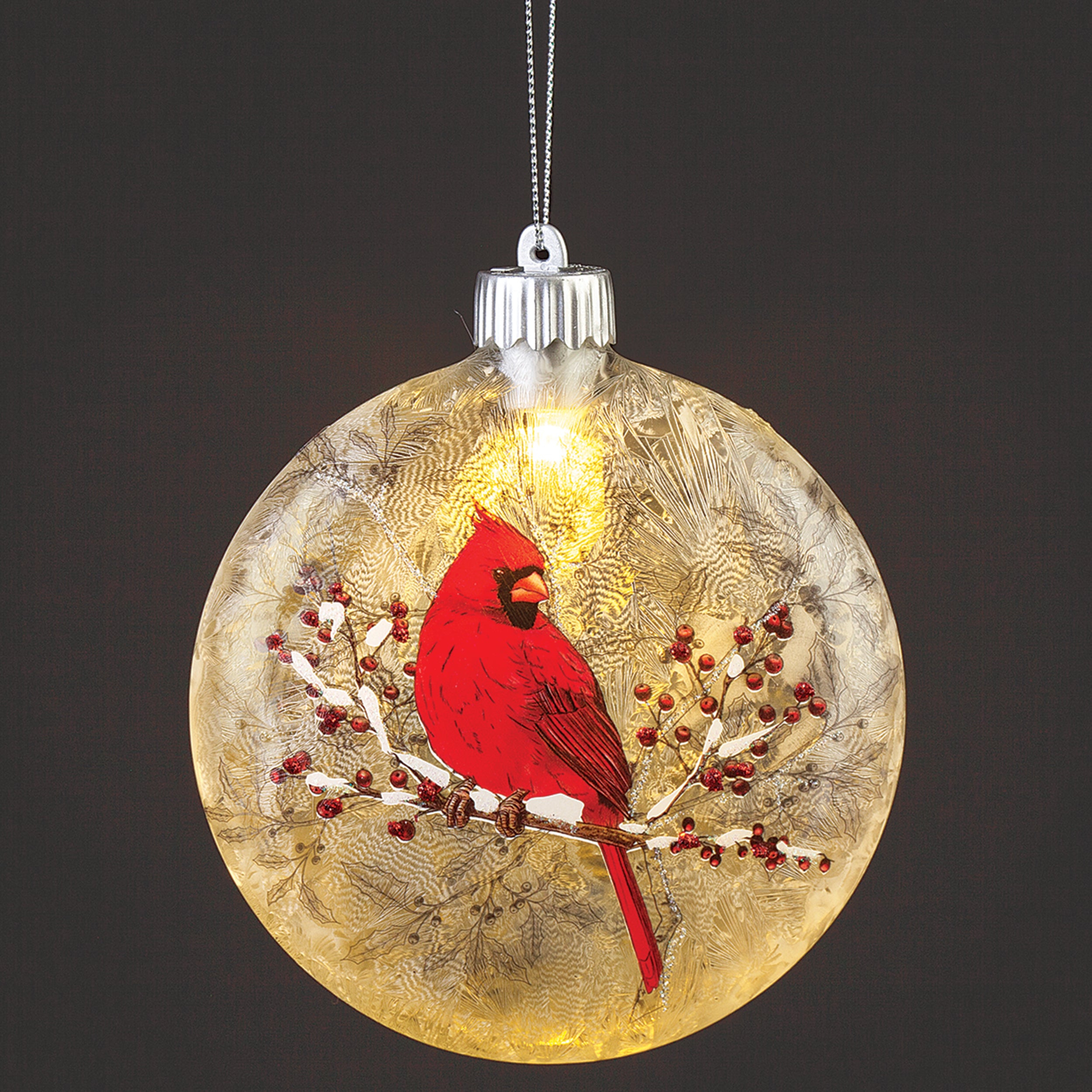 Lighted Glass Cardinal Ornament