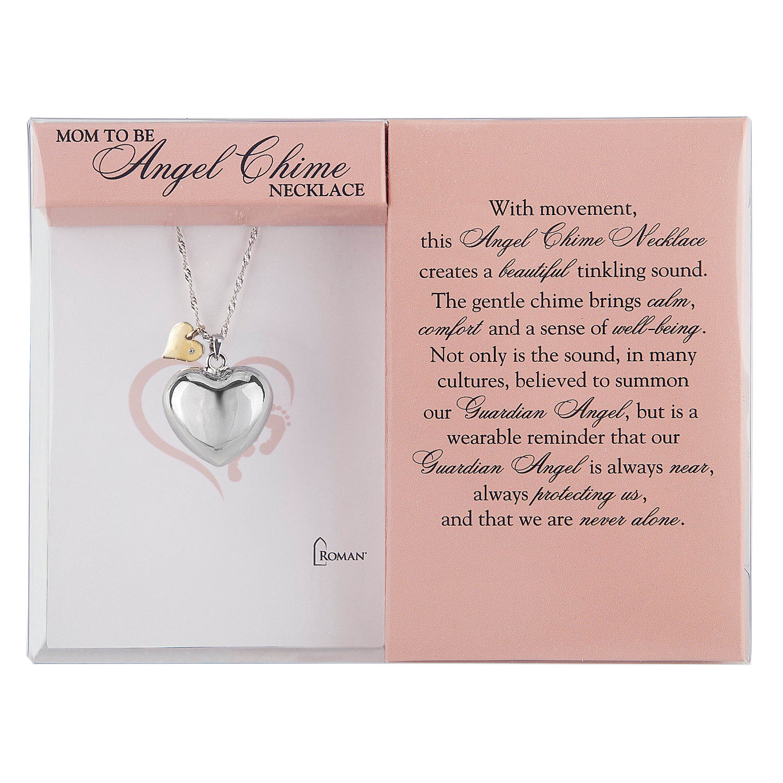 Mom to Be Heart Angel Chime Necklace