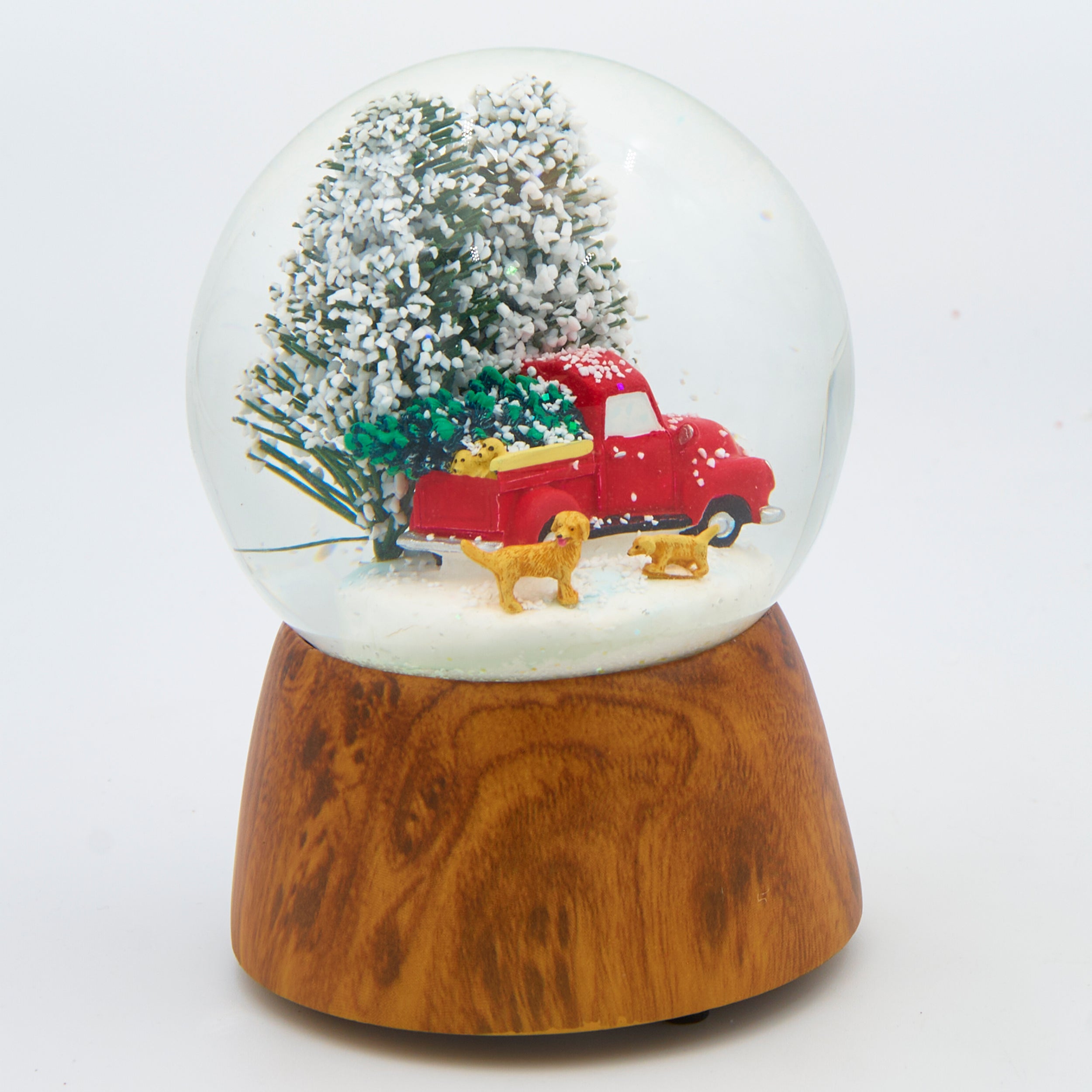 Glitterdome Musical Red Truck with Dogs – "We Wish You a Merry Christmas" Tune