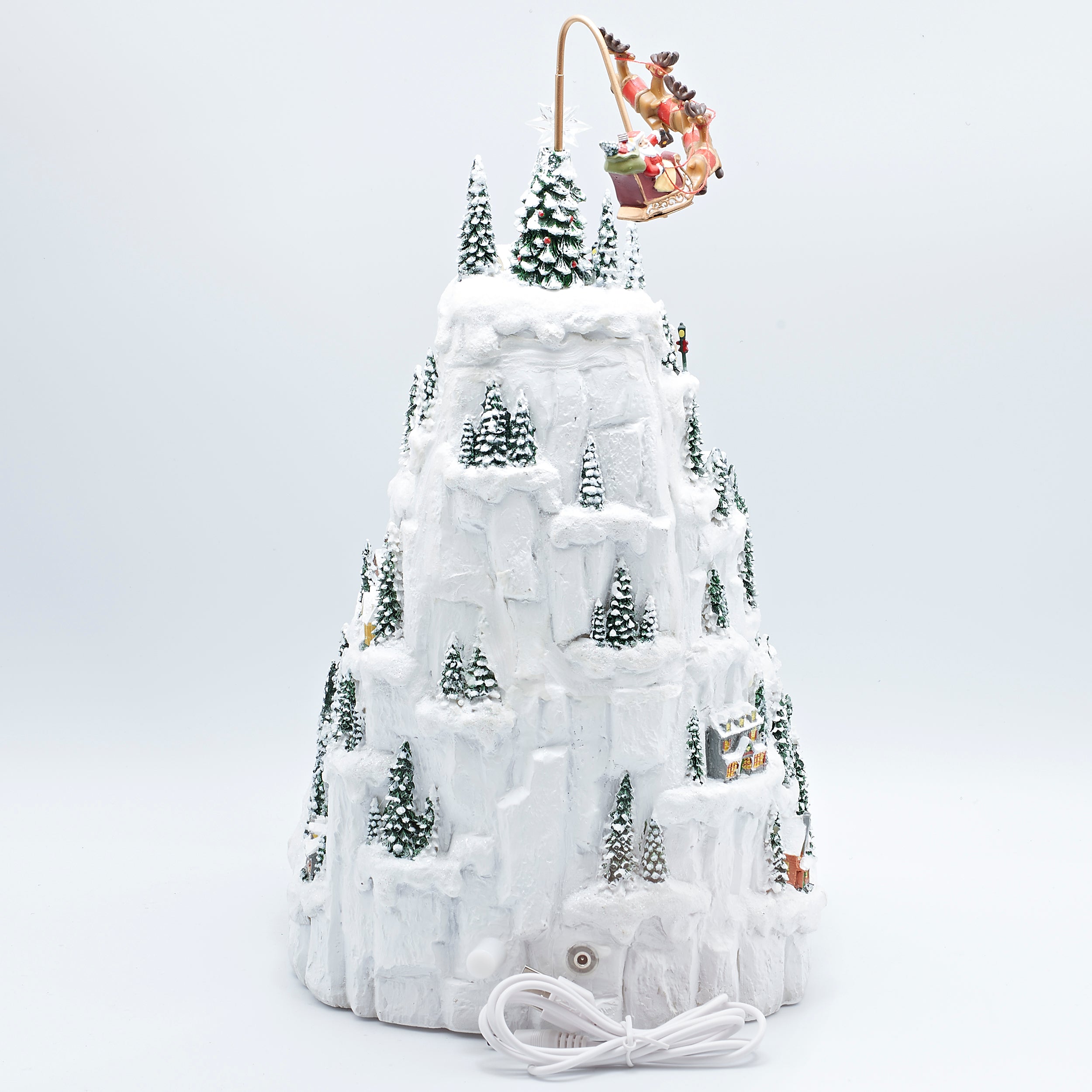 Amusements Snowy Mountain Village with Rotating Santa Sleigh Skaters & Train