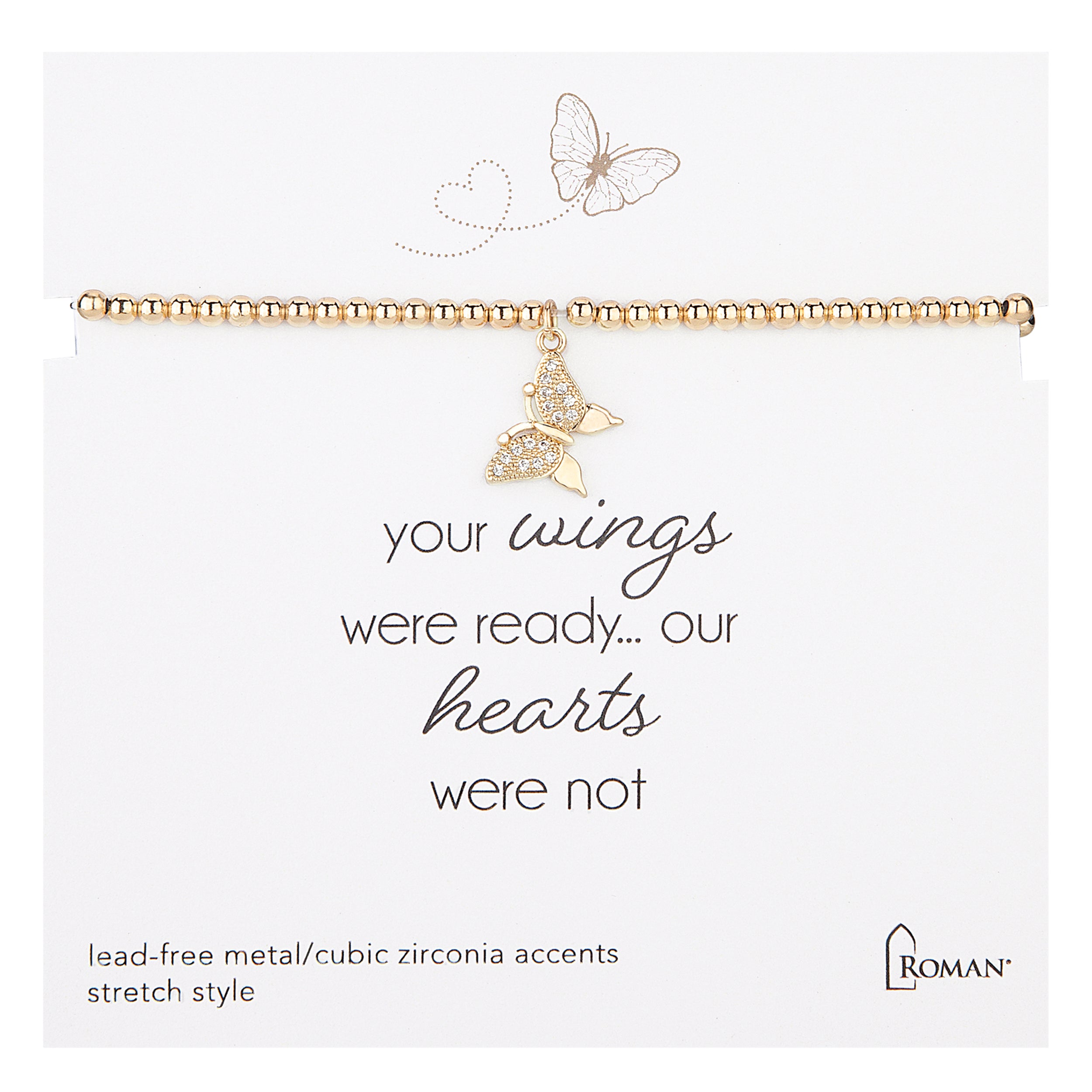 Butterfly Wings Remembrance Stretch Bracelet with Charm