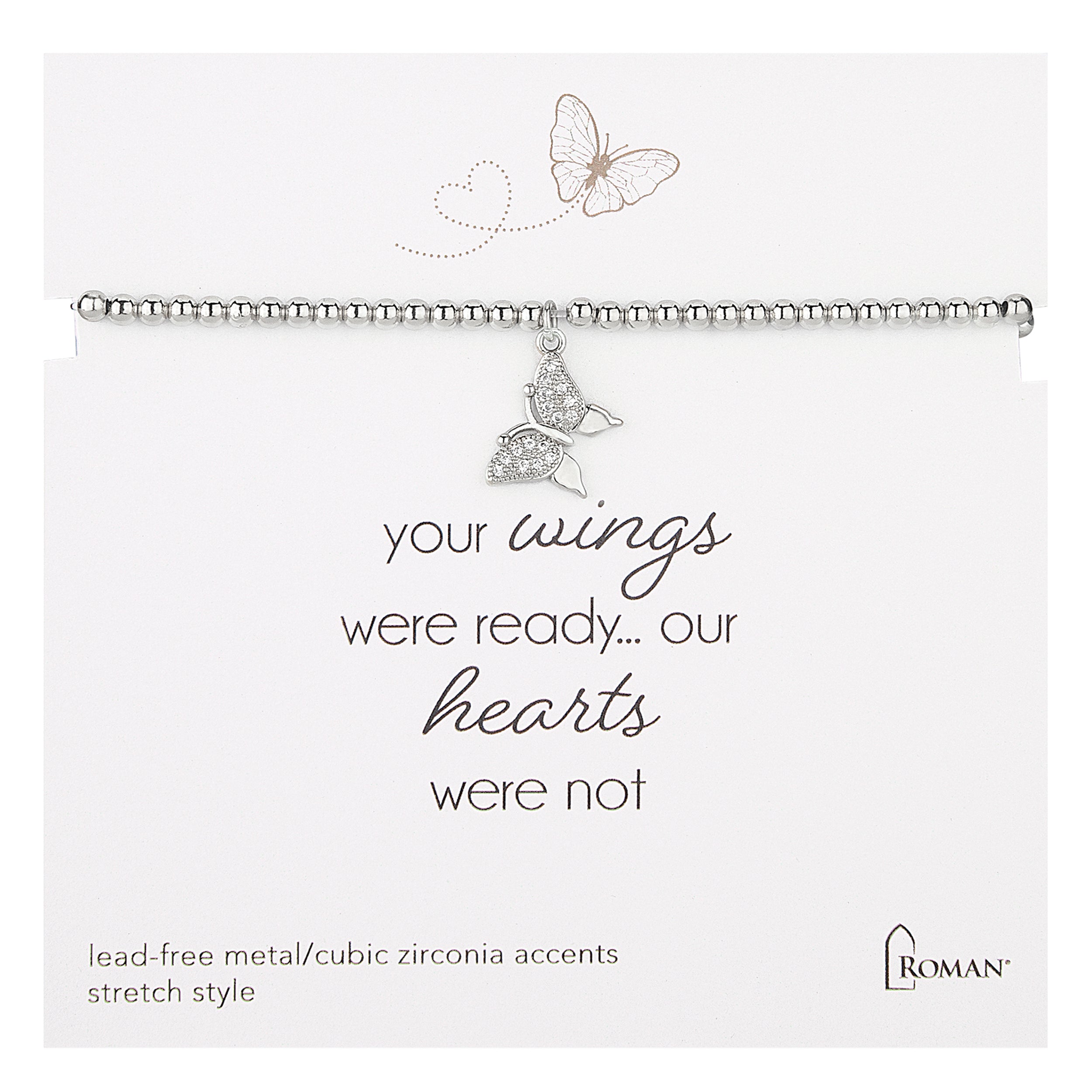 Butterfly Wings Remembrance Stretch Bracelet with Charm