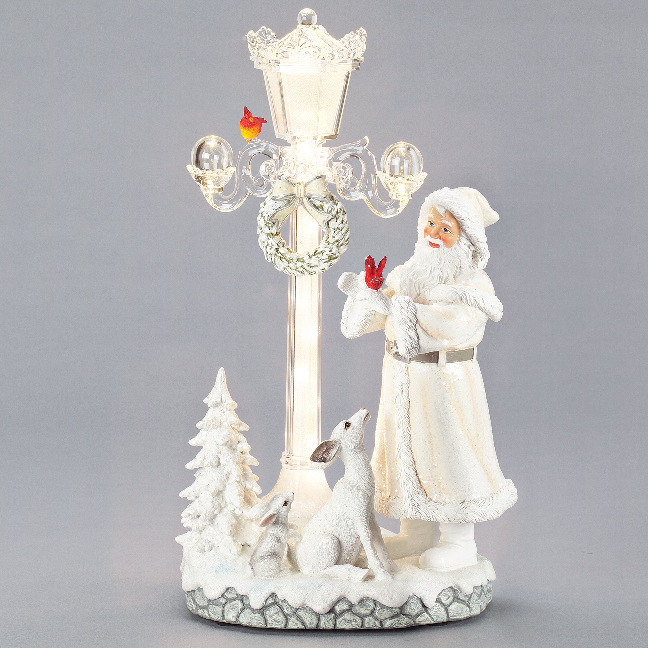 Amusements Lighted Musical Santa with Animals Lamppost