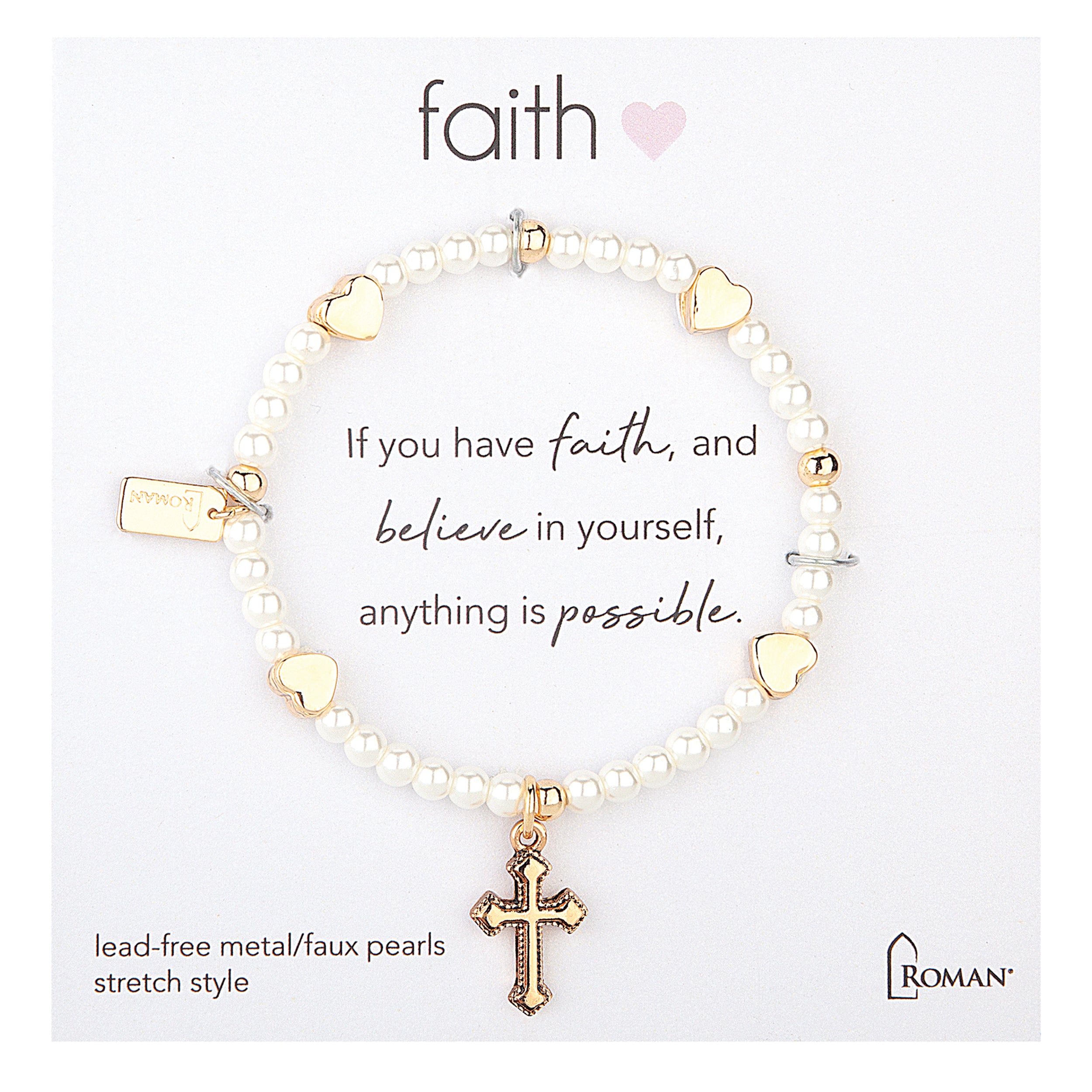Children's Cross & Heart Stretch Bracelet
