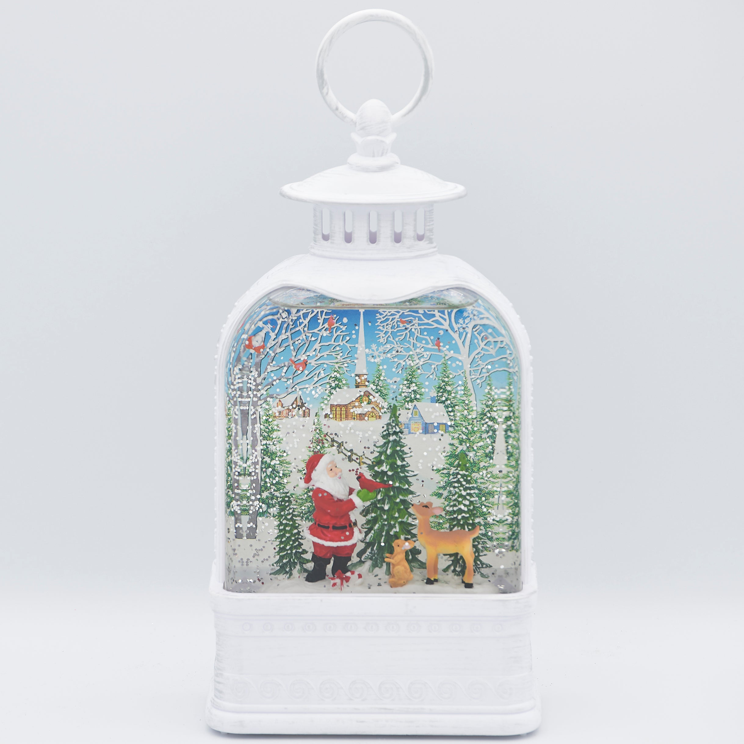 Confetti Lites Lighted Swirl Vintage Lantern with Santa & Woodland Animals