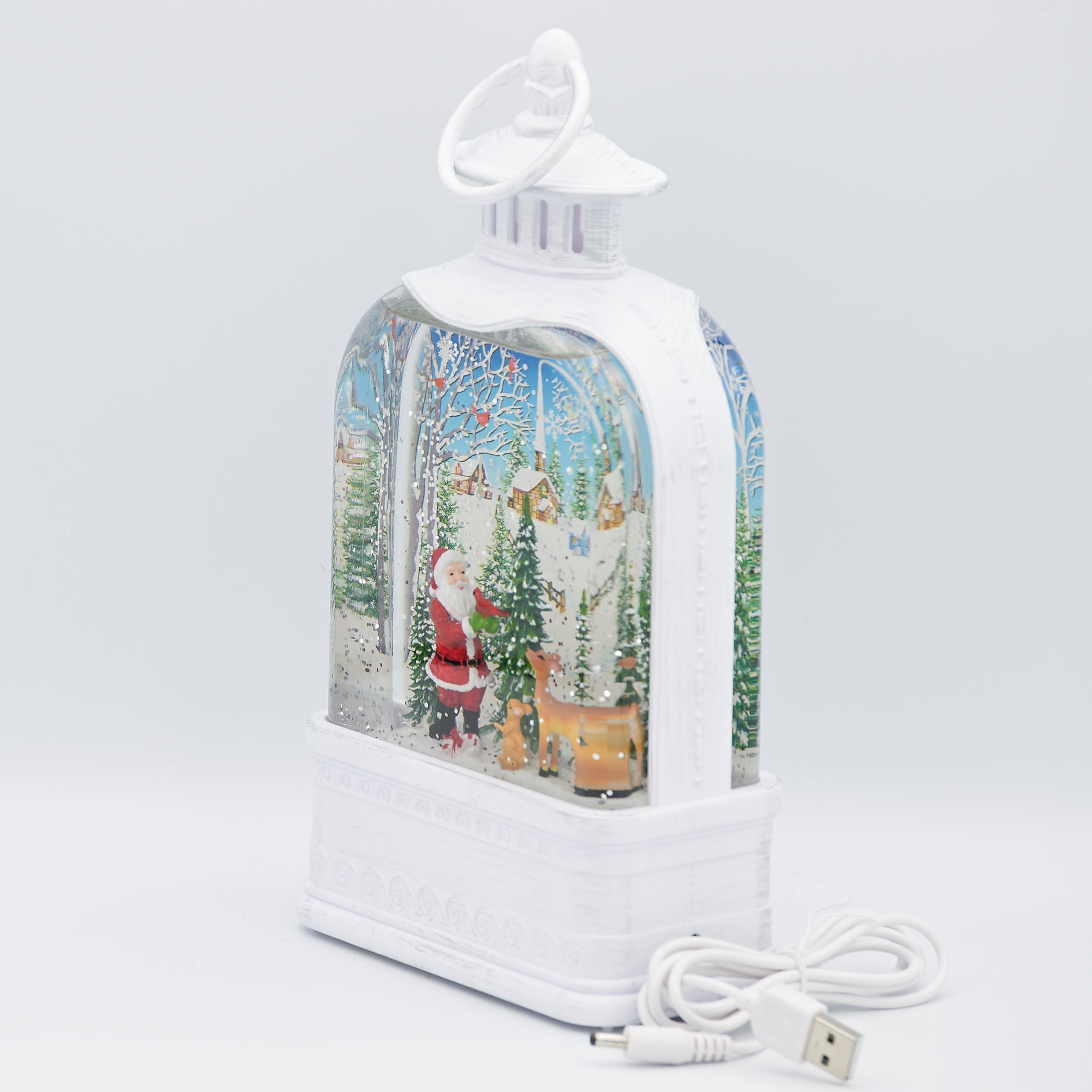 Confetti Lites Lighted Swirl Vintage Lantern with Santa & Woodland Animals
