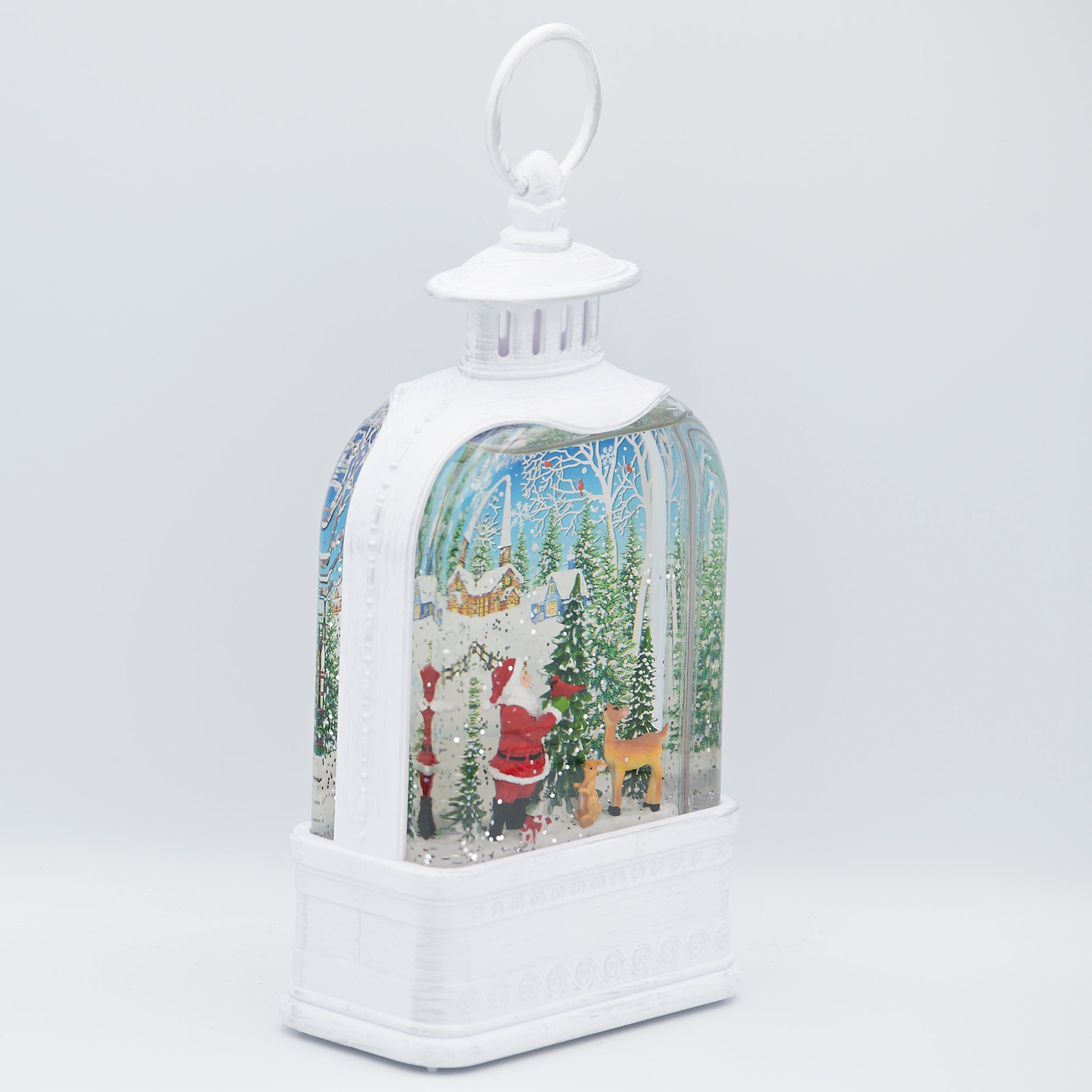 Confetti Lites Lighted Swirl Vintage Lantern with Santa & Woodland Animals