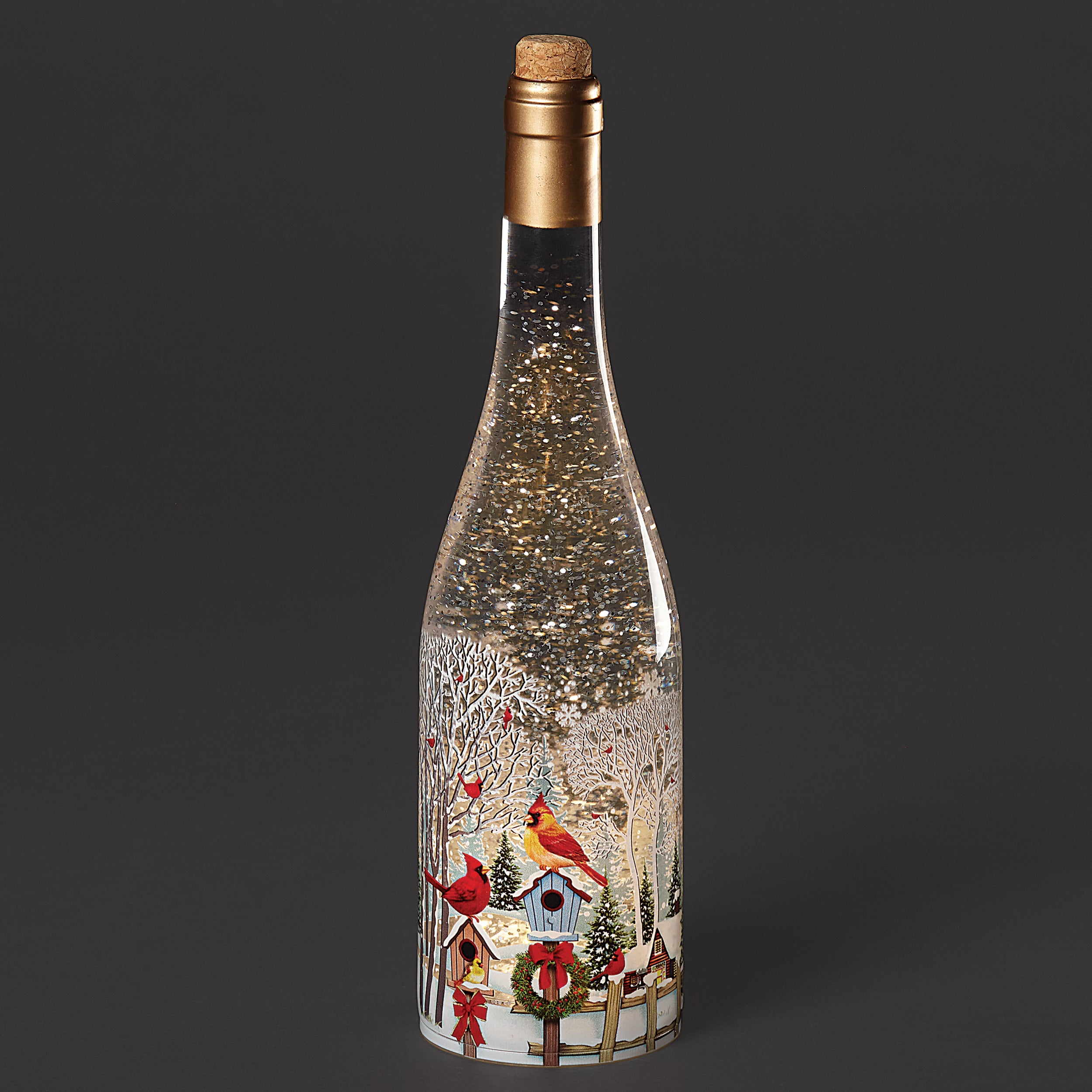 Confetti Lites Lighted Swirl Bottle with Cardinal Decal