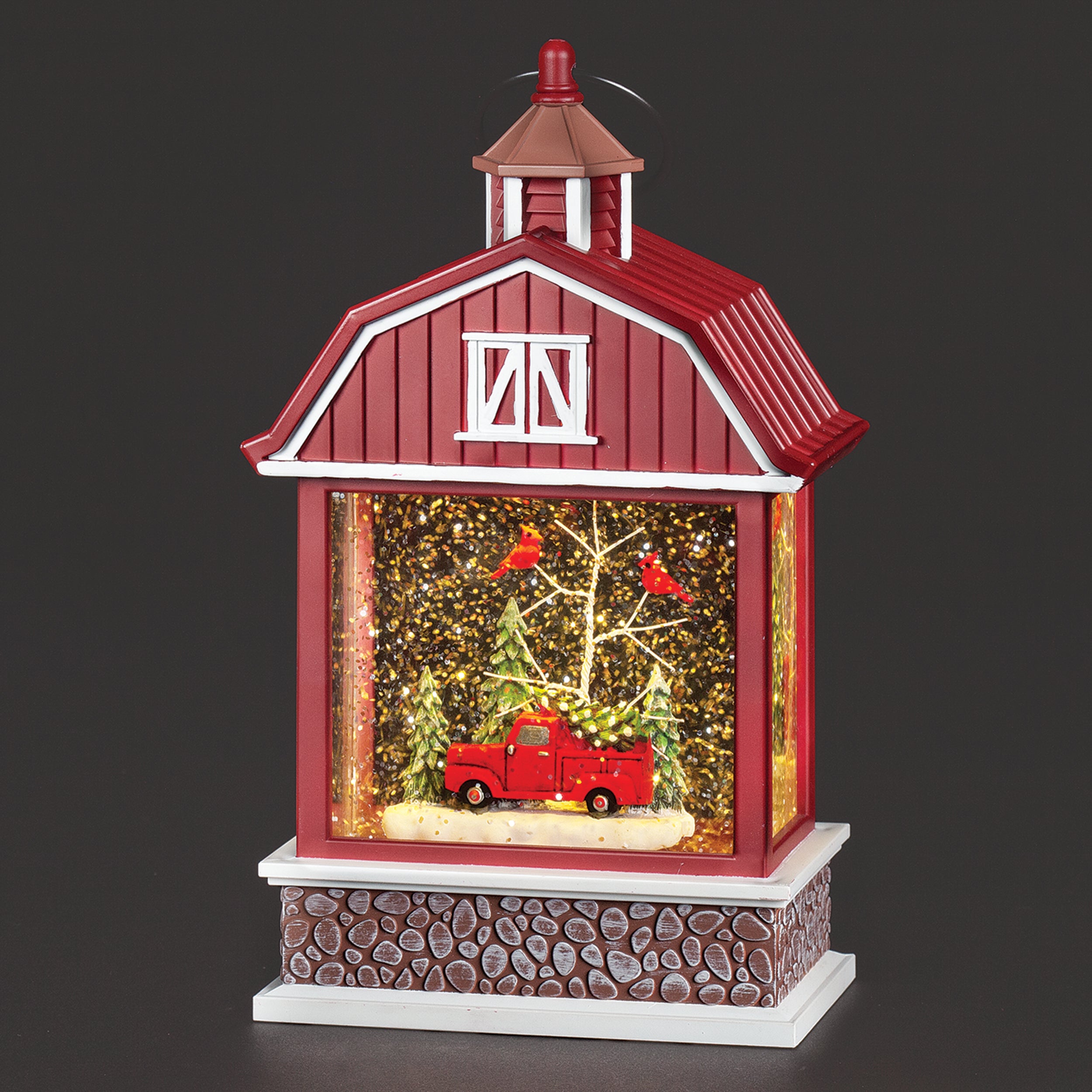 Confetti Lites Lighted Swirl Barn with Red Truck & Cardinals