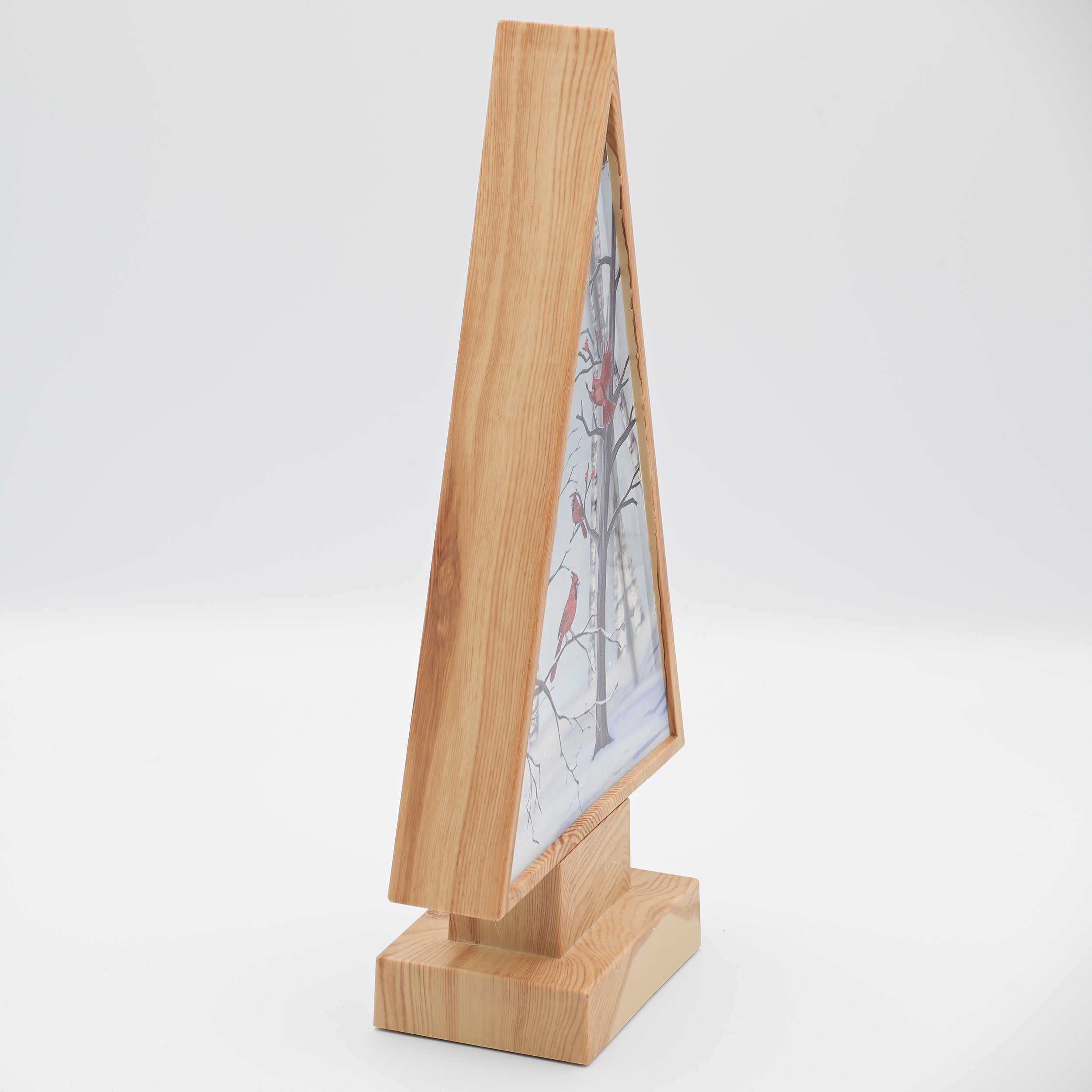 Confetti Lites Lighted Swirl Wood Tree with Printed Cardinal Scene