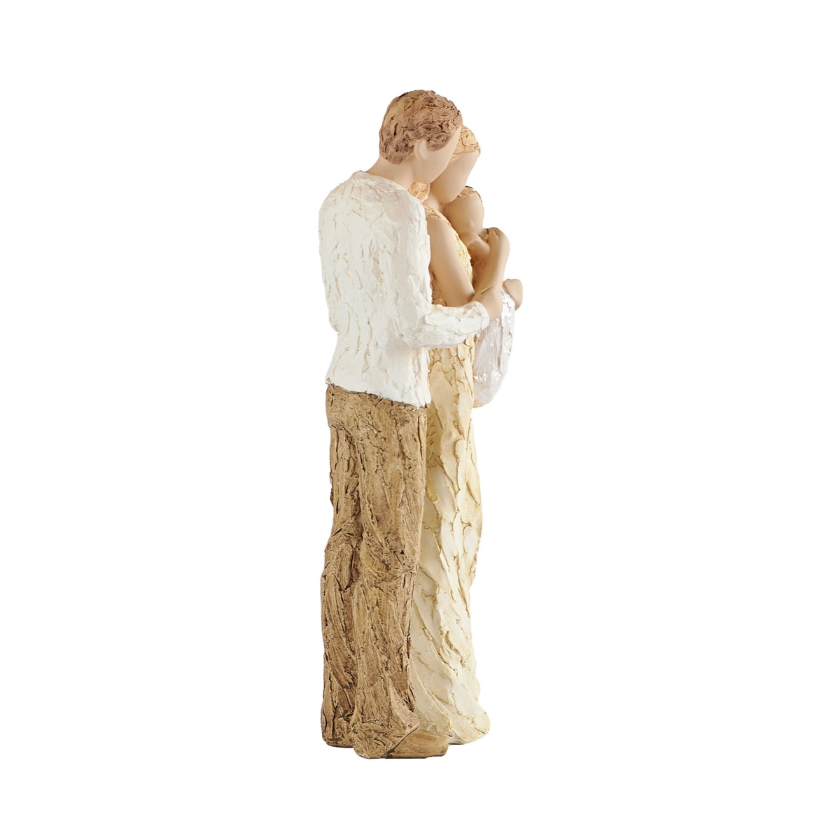 Side view of Welcomed With Love family figure showing the sculpted family embrace