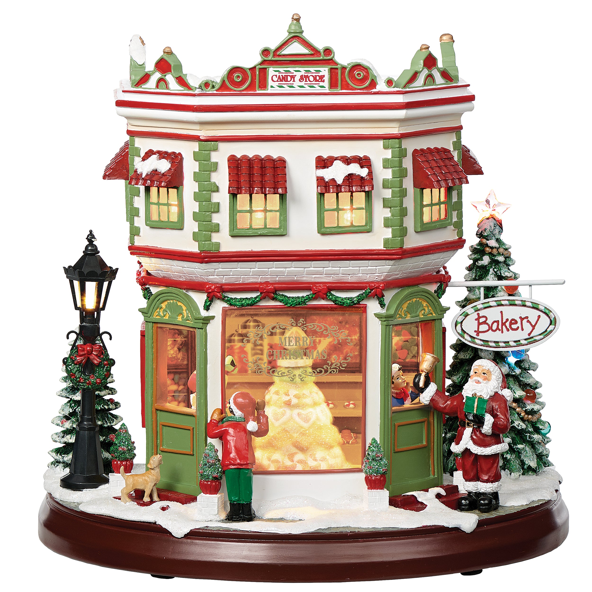 Amusements Christmas Village Musical Bakery & Candy Store with Rotating Cake