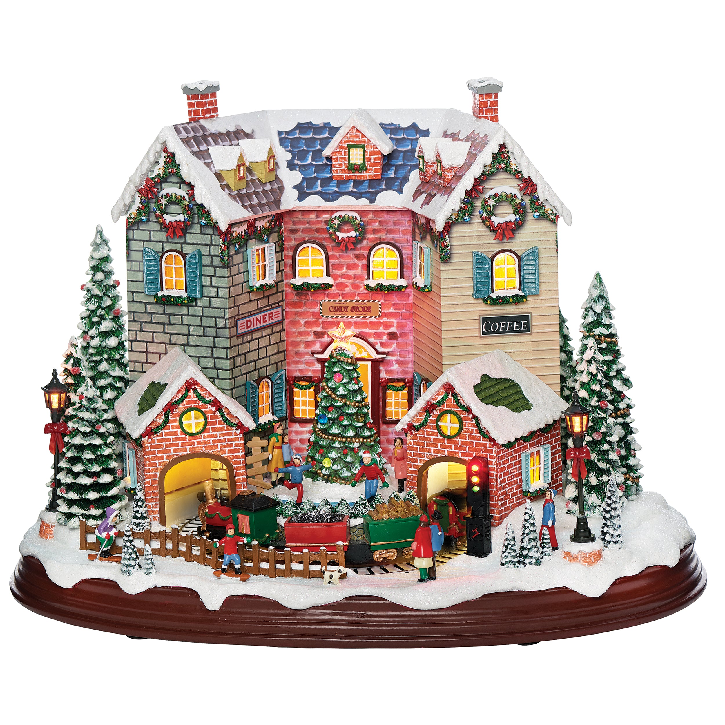 Amusements Lighted Christmas Musical Village with Moving Train