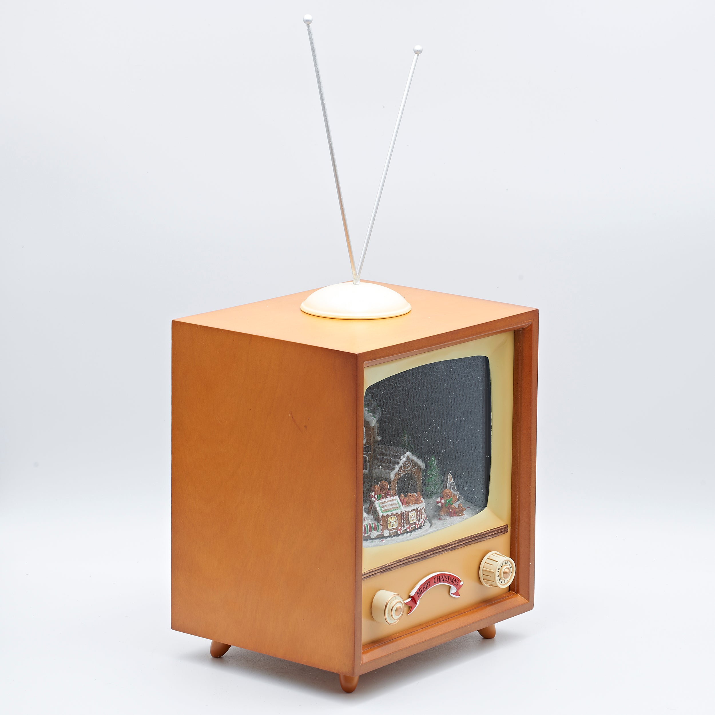 クリスマス ミュージカル テレビ ホワイト LEDライト 8曲収録 箱付き 卓上 楽天市場】クリスマス レトロTV ミュージカルマシーン （LEDライト