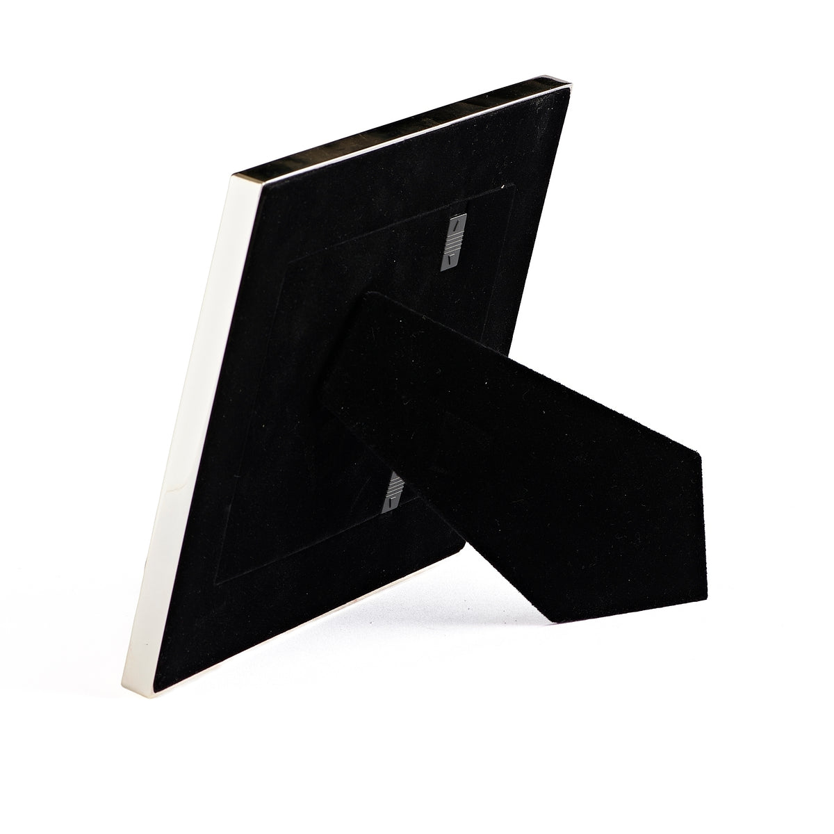 Rear angled view of Caroline Collection Angel Wing Picture Frame showing the black backing and tabletop easel stand