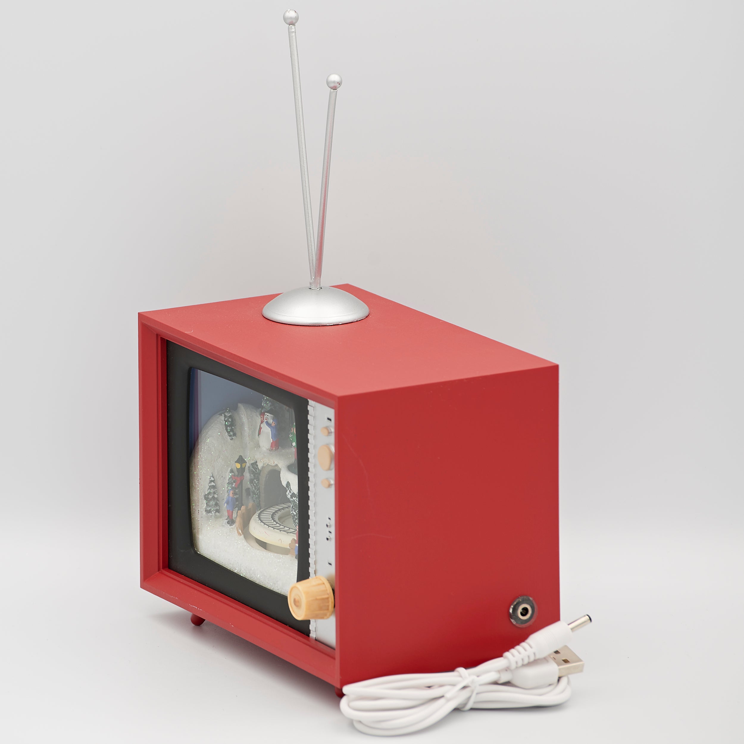 Amusements Lighted Musical Retro TV North Pole with Rotating Train