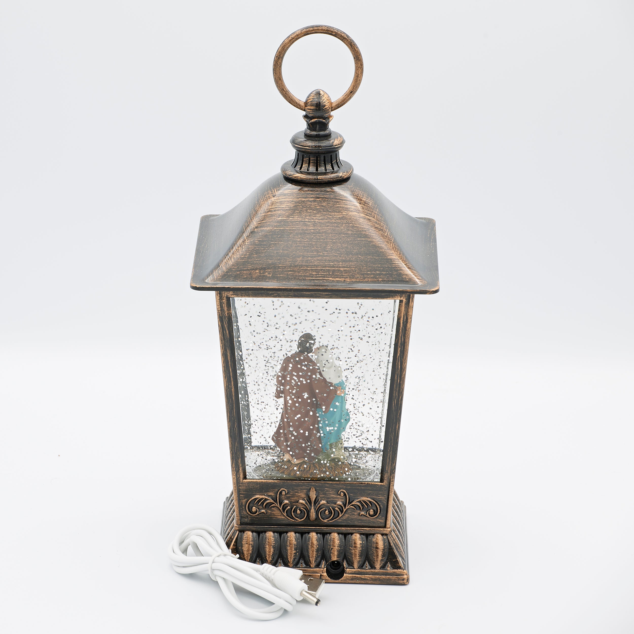 Confetti Lites Lighted Swirl Lantern with Standing Holy Family