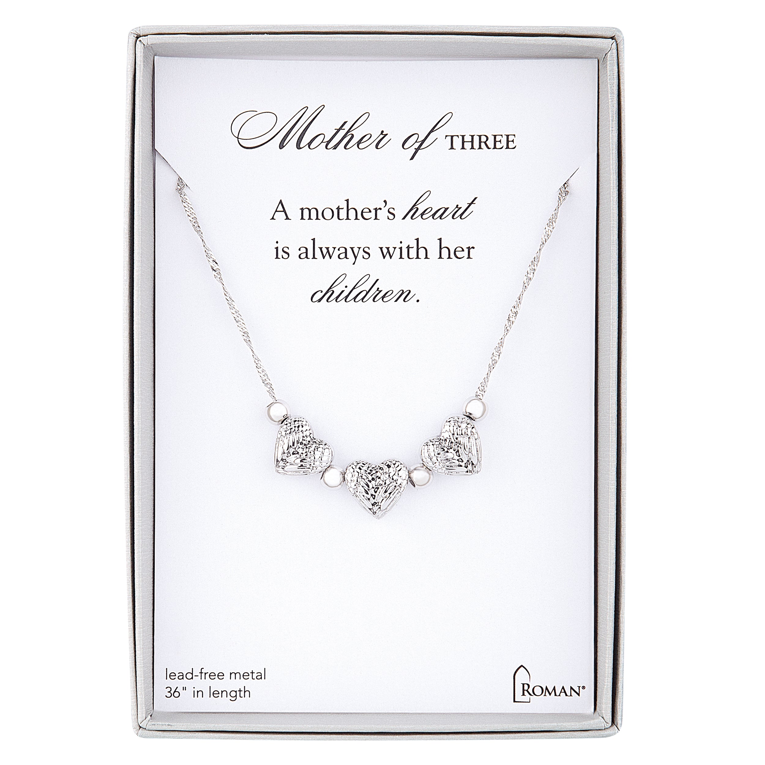 Mother's Silver Heart Charm Necklace by Number of Children