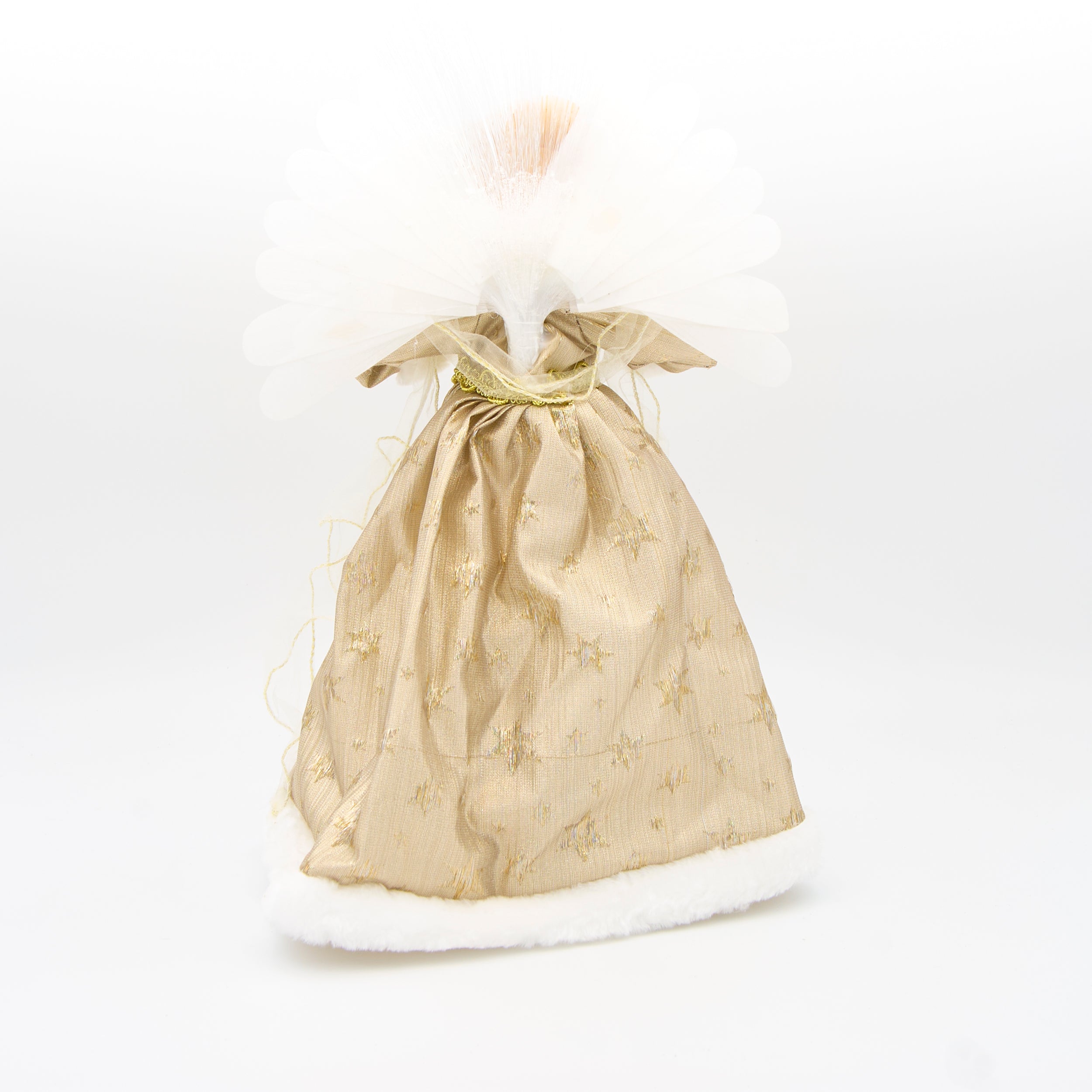 Lighted Angel with Gold Gown & Fiber Optic Wings Treetopper