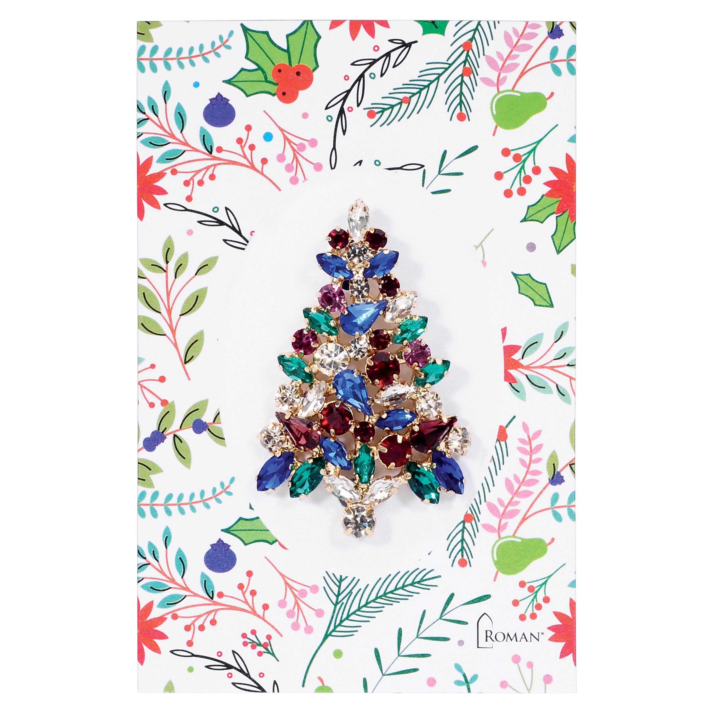 Festive Crystal Christmas Tree Pin