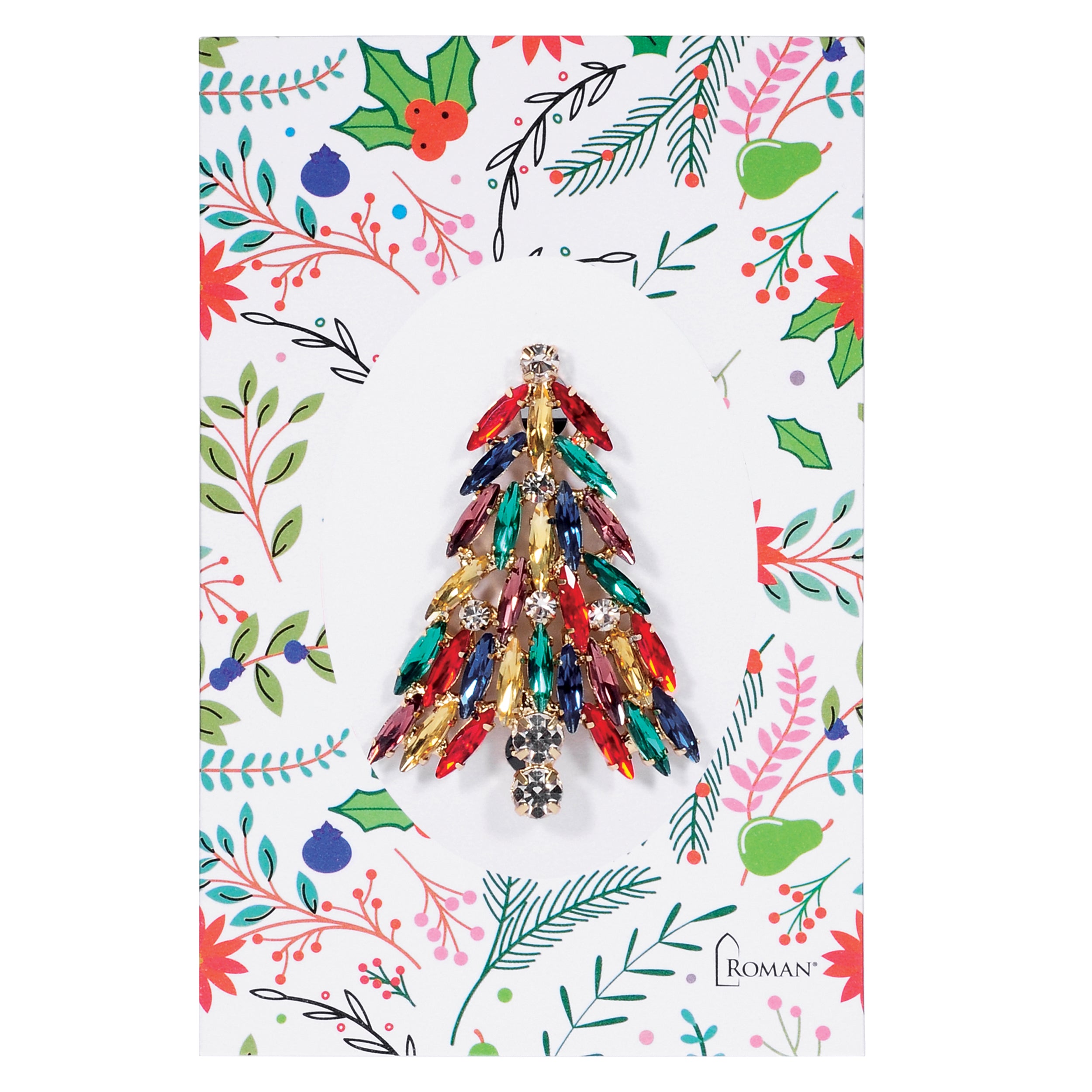Festive Crystal Christmas Tree Pin