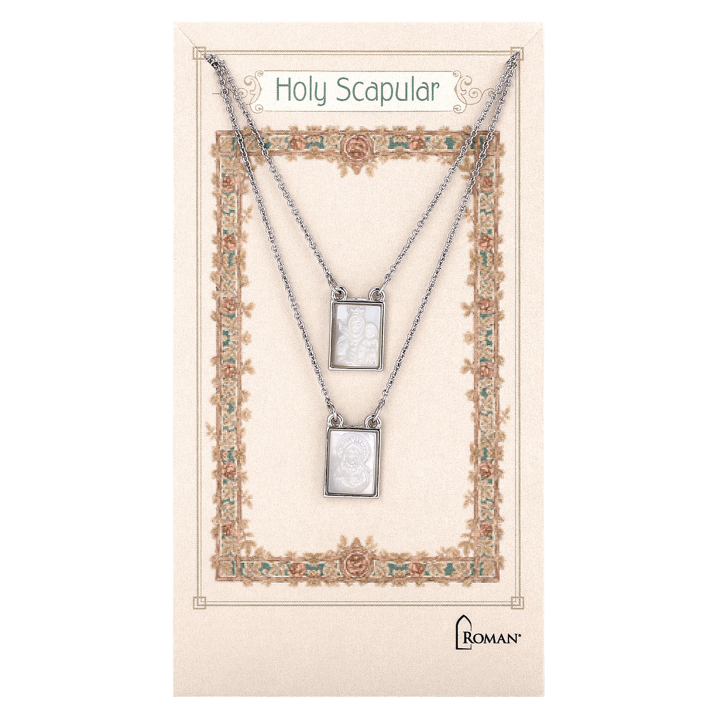 Infinity Scapular Necklace with Framed Shell Pendants
