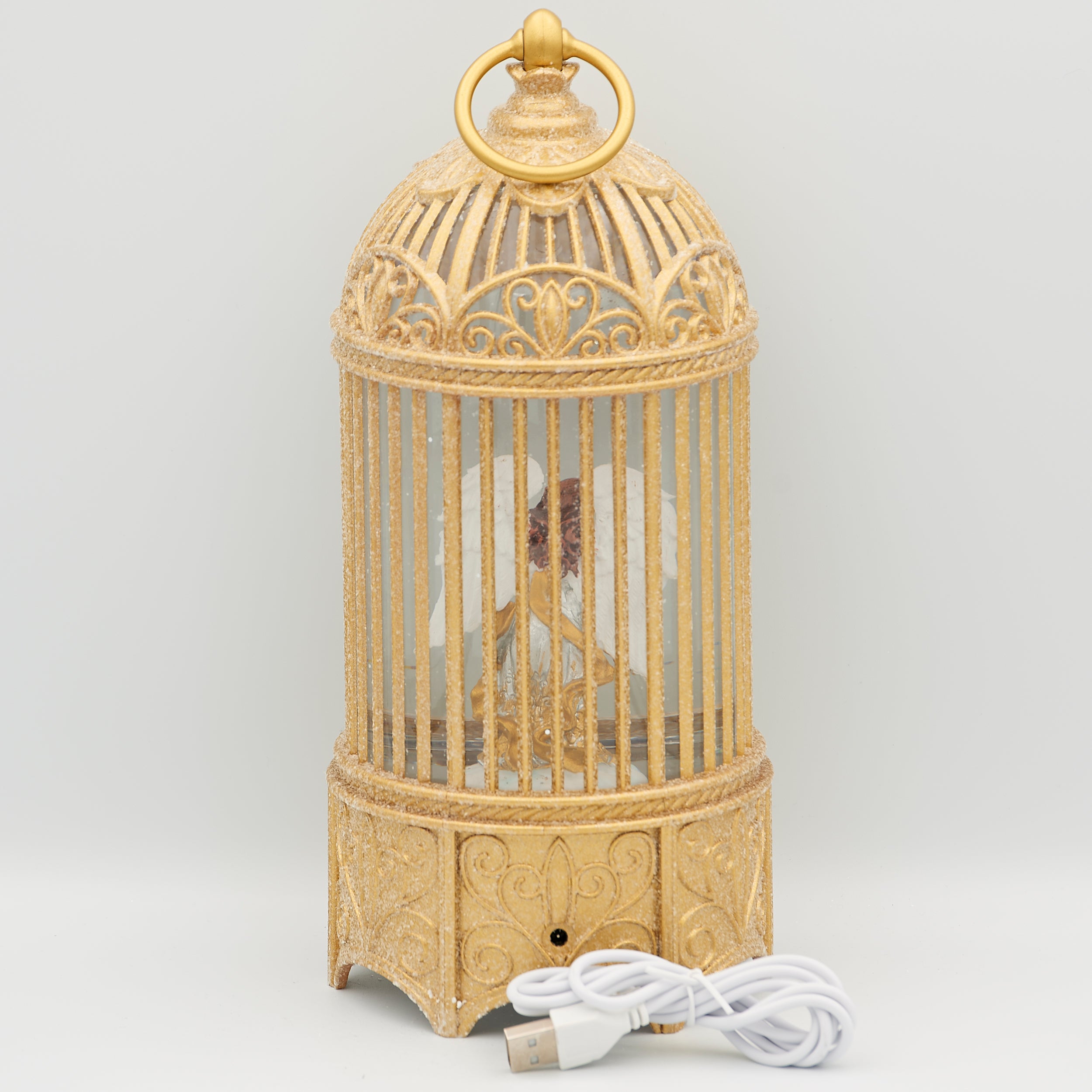 Confetti Lites Lighted Swirl Birdcage with Angel & Dove