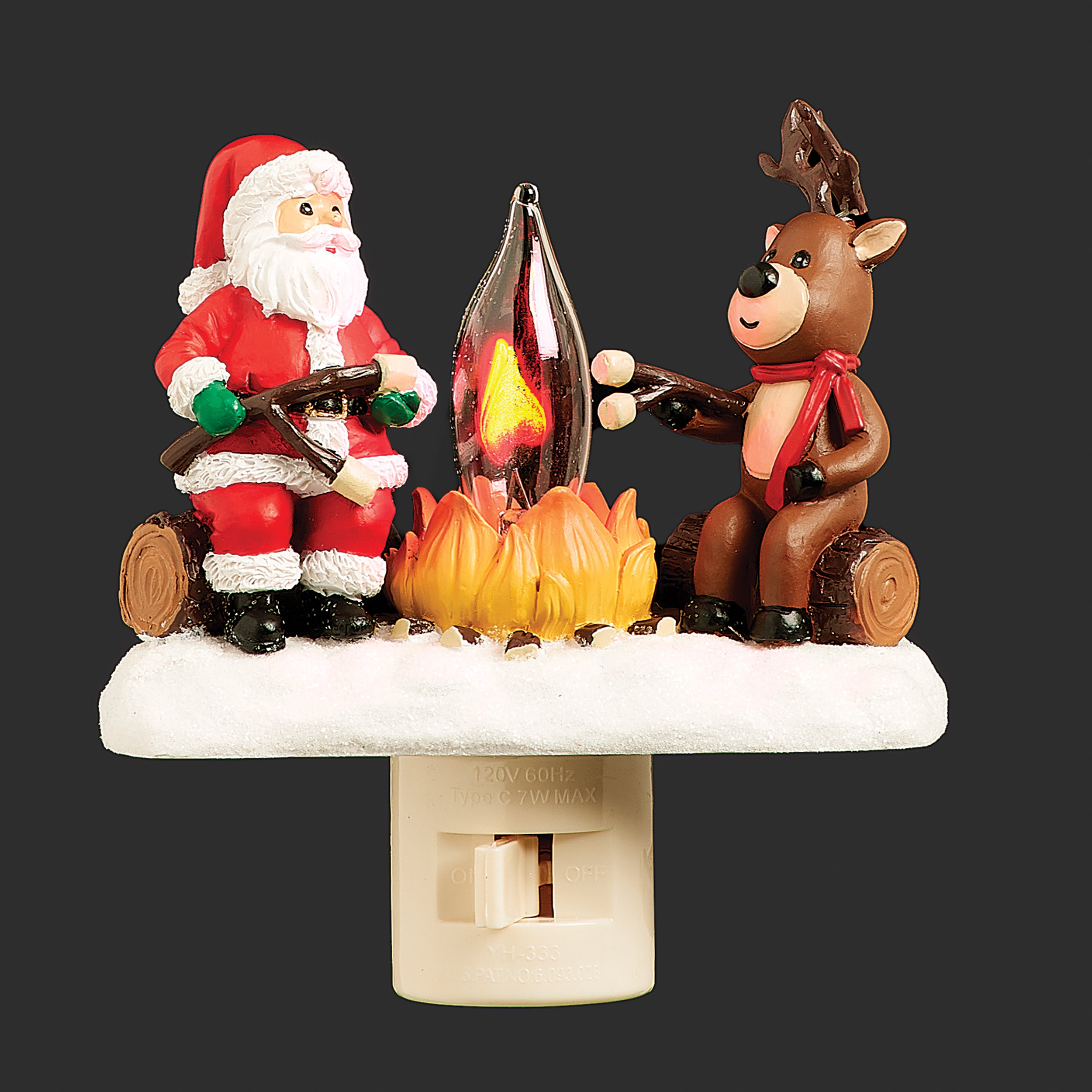 Roman Lights Santa & Reindeer by Flickering Campfire Night-Light