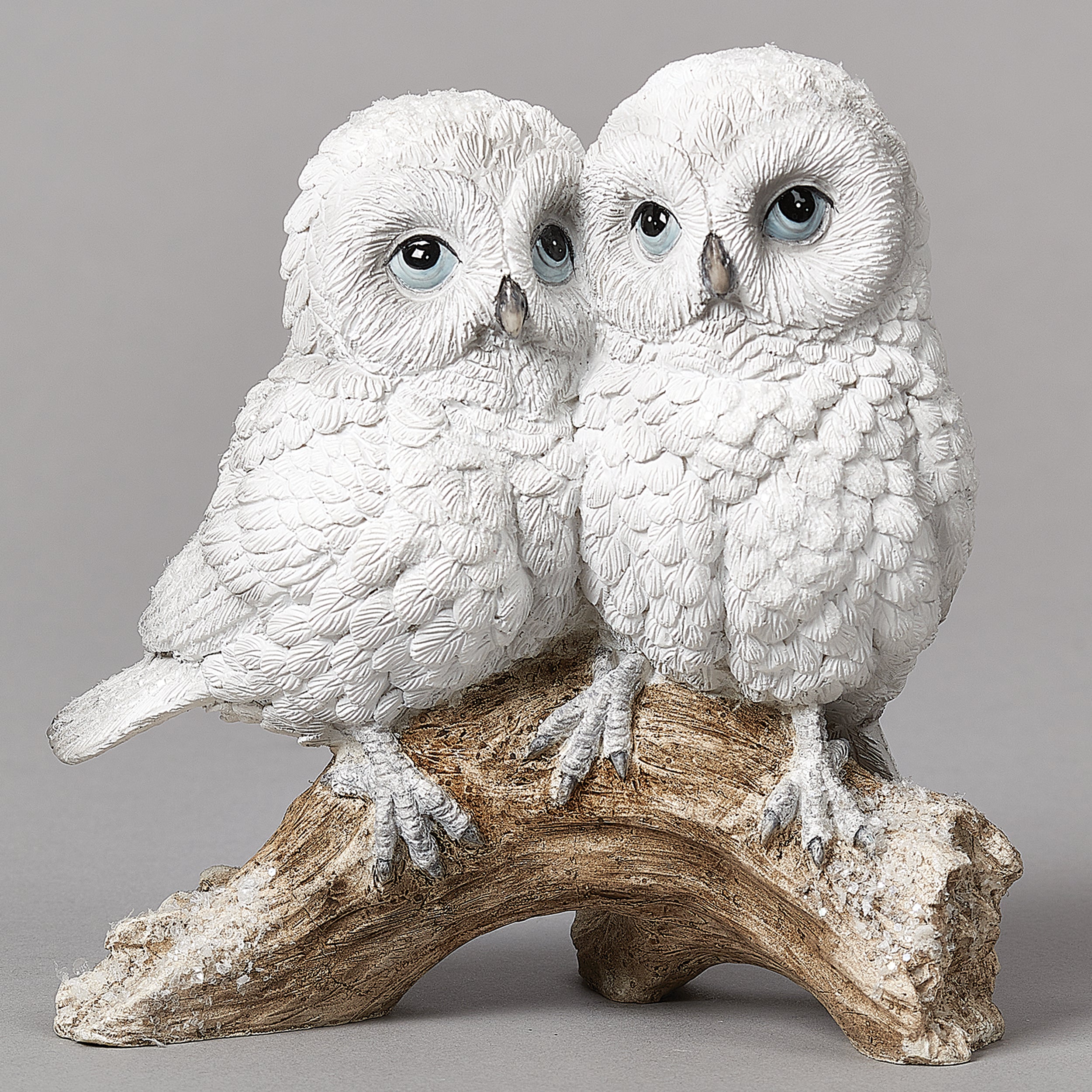 Pair of Snow Owls on Branch Figure